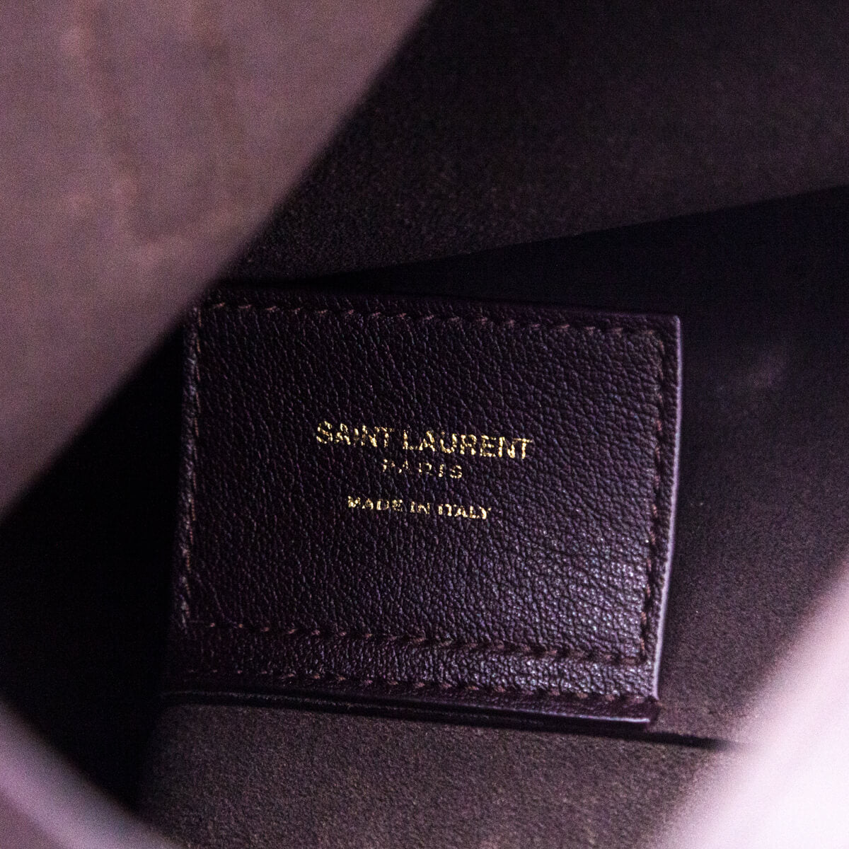 Saint Laurent Burgundy Calfskin Toy Shopping Tote