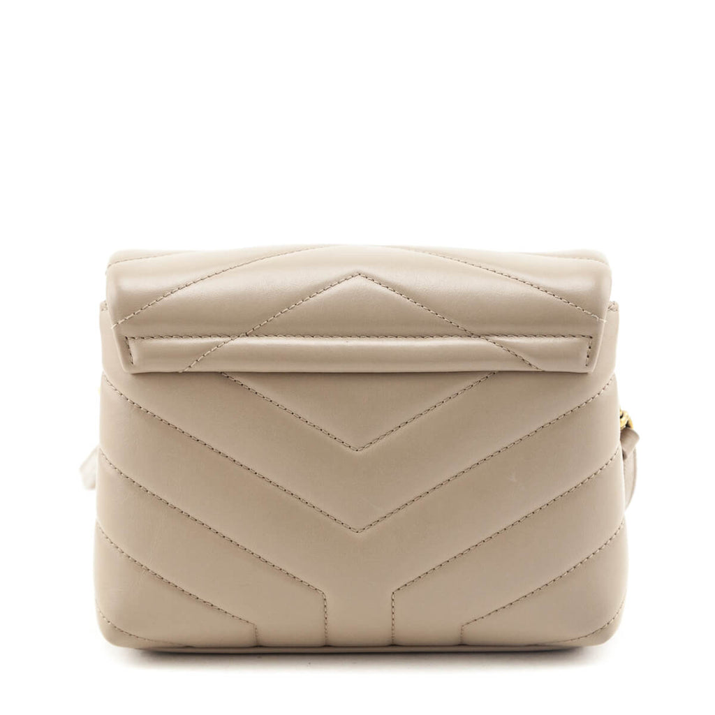 Saint Laurent Dark Beige Calfskin Y Quilted Monogram Toy Loulou Crossbody Bag
