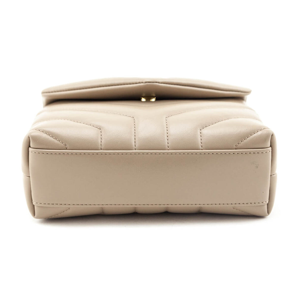 Saint Laurent Dark Beige Calfskin Y Quilted Monogram Toy Loulou Crossbody Bag