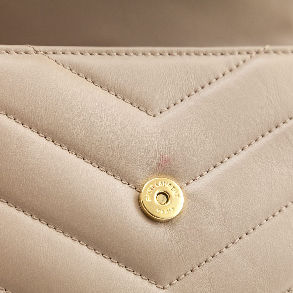 Saint Laurent Dark Beige Calfskin Y Quilted Monogram Toy Loulou Crossbody Bag