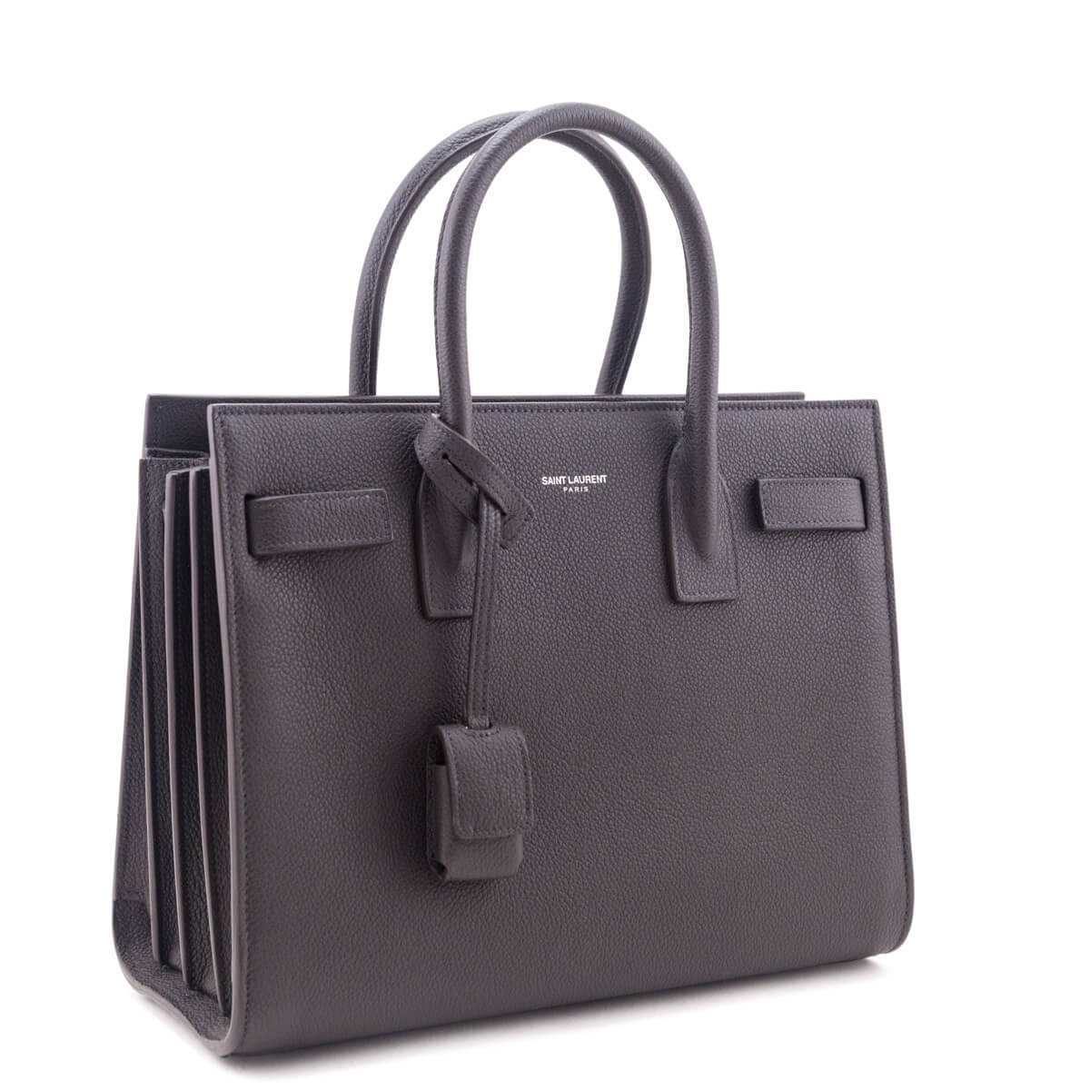 Saint Laurent Dark Gray Grained Calfskin Baby Sac De Jour
