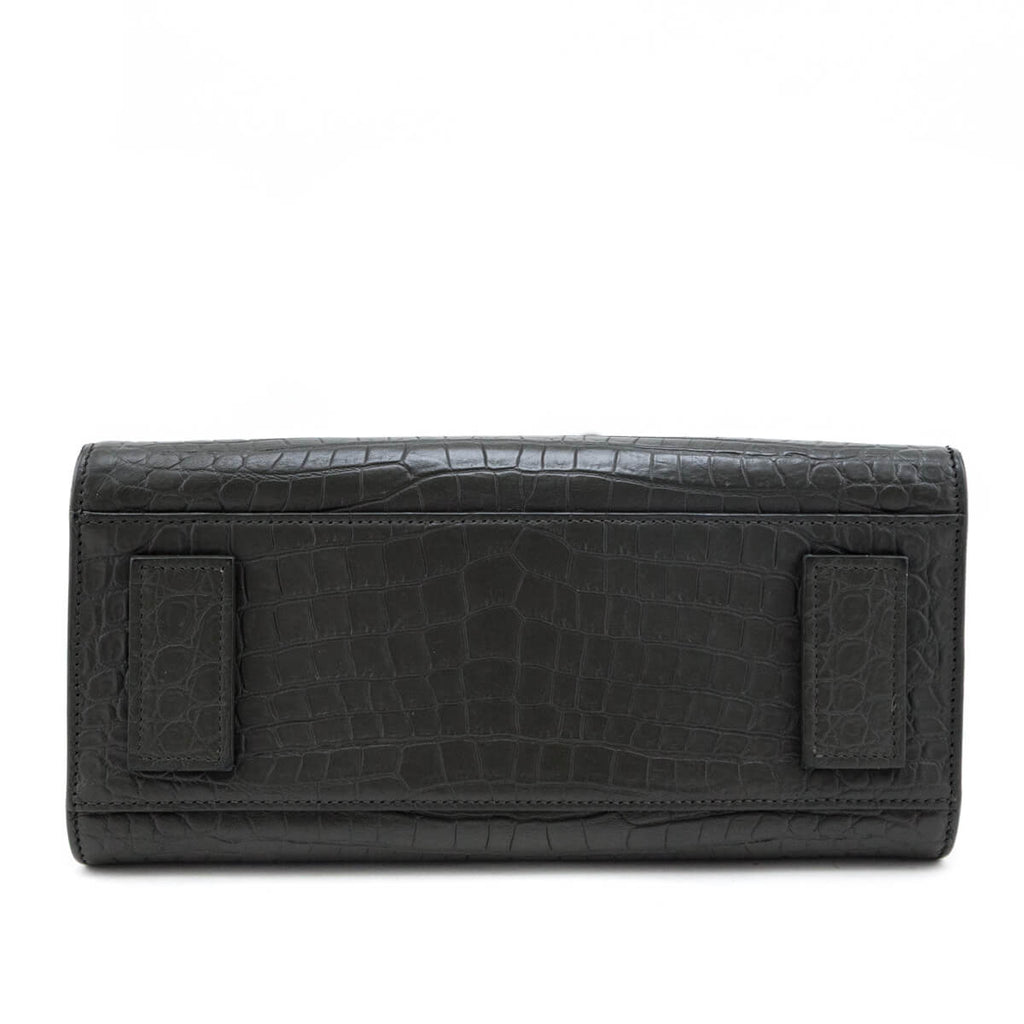 Saint Laurent Dark Green Calfskin Crocodile Embossed Small Sac de Jour