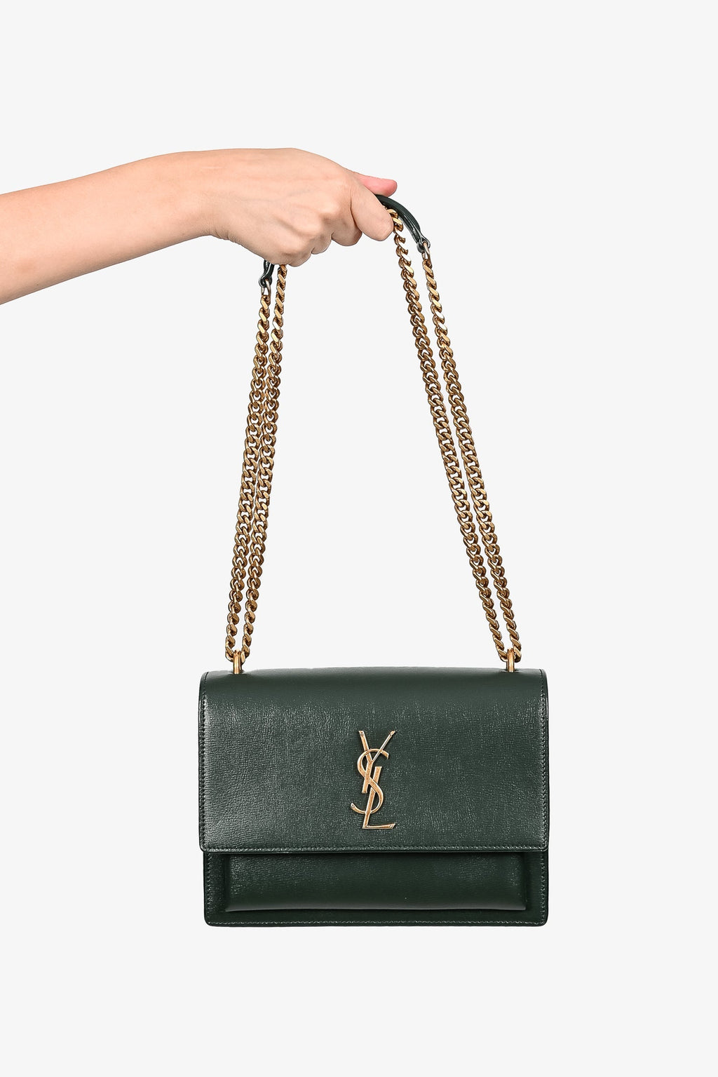 Saint Laurent Dark Green Medium Sunset Shoulder Bag