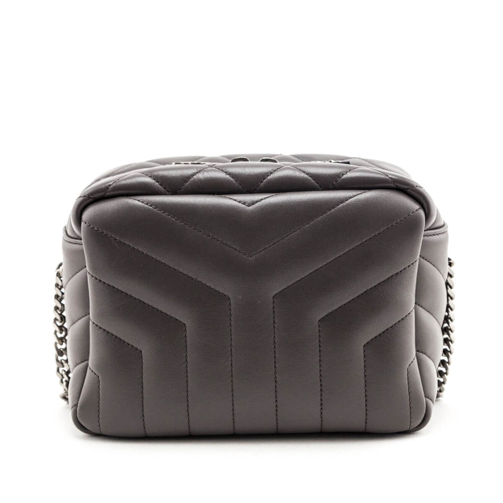 Saint Laurent Earth Calfskin Y Quilted Monogram Small Loulou Bowling Bag