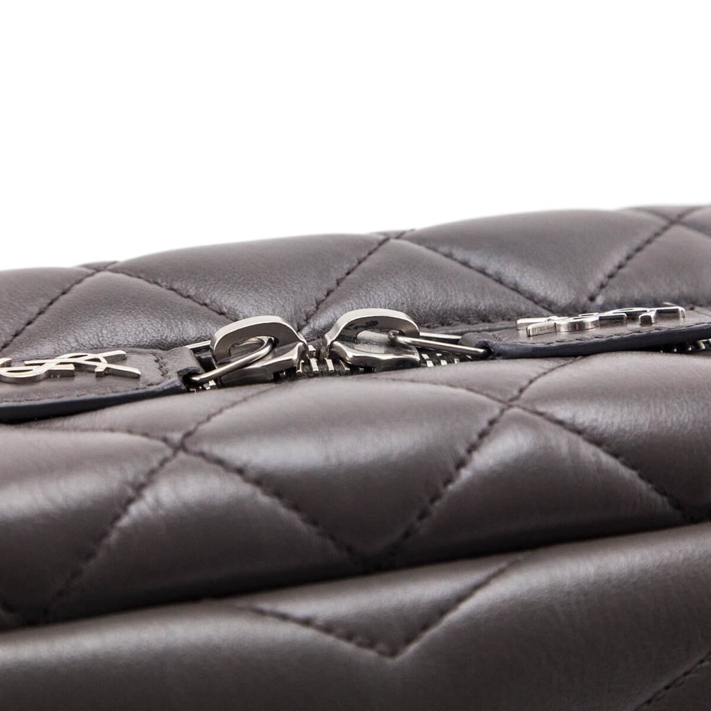 Saint Laurent Earth Calfskin Y Quilted Monogram Small Loulou Bowling Bag
