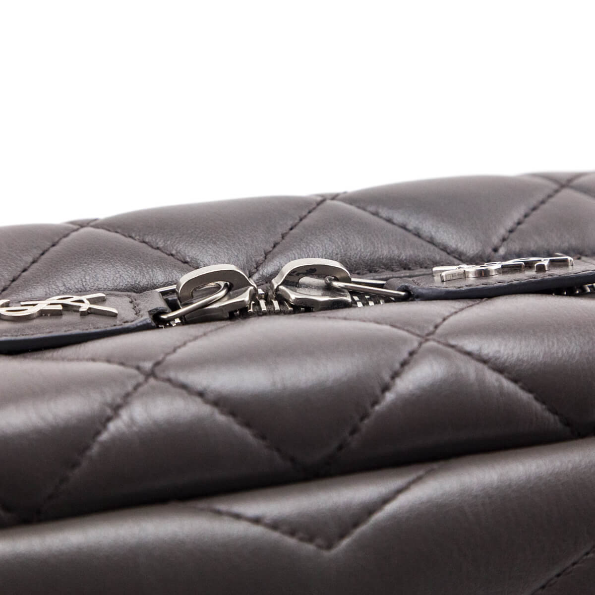 Saint Laurent Earth Calfskin Y Quilted Monogram Small Loulou Bowling Bag