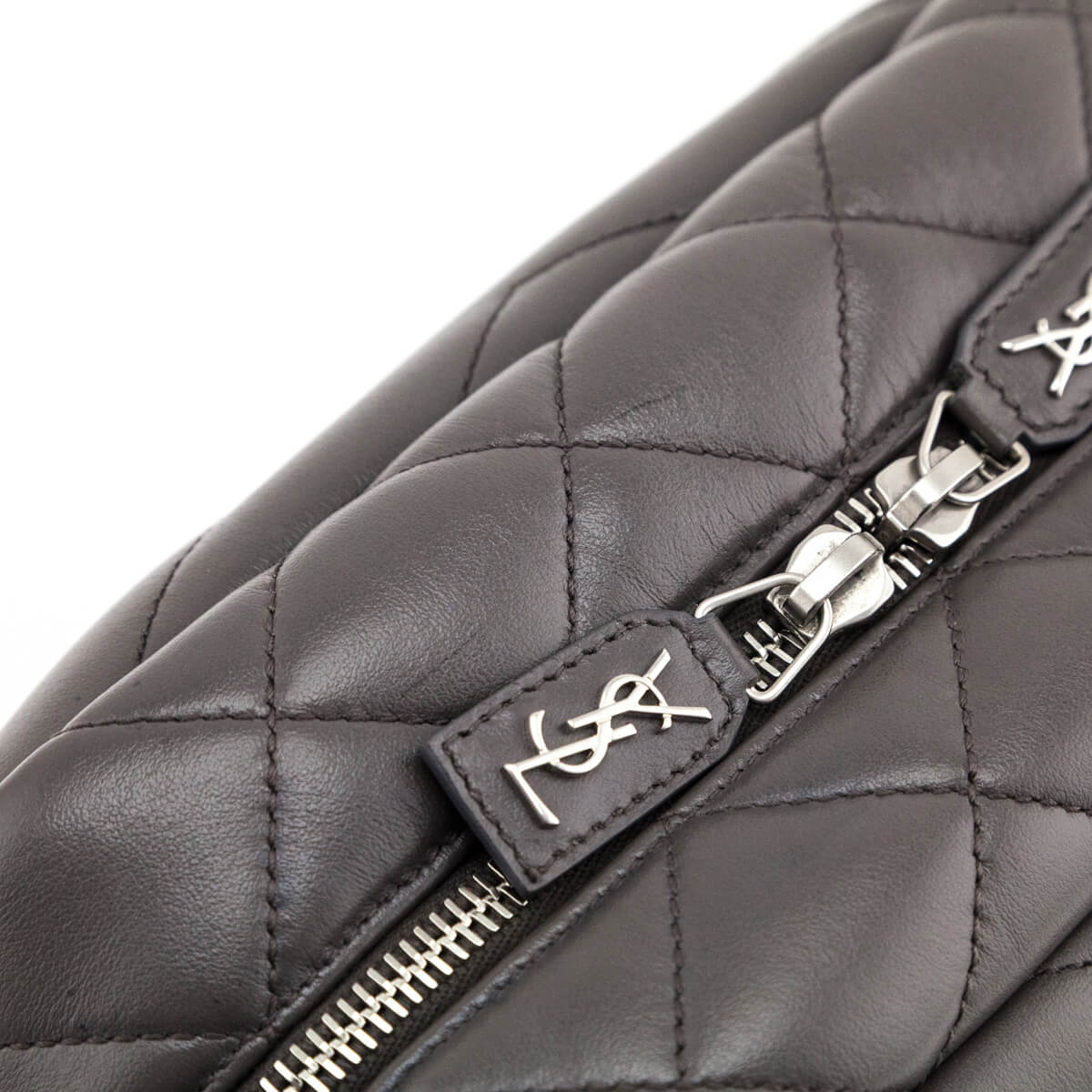 Saint Laurent Earth Calfskin Y Quilted Monogram Small Loulou Bowling Bag