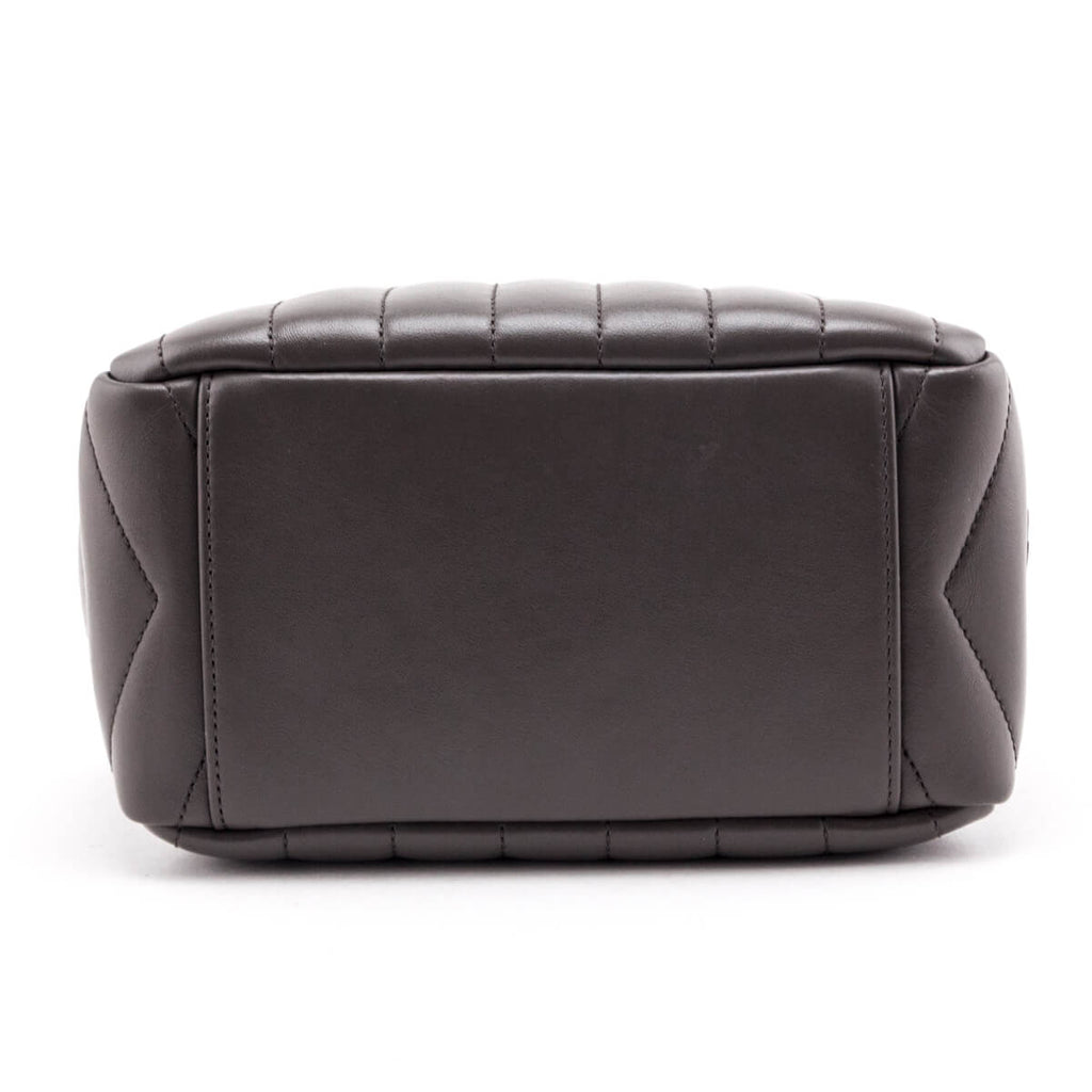 Saint Laurent Earth Calfskin Y Quilted Monogram Small Loulou Bowling Bag