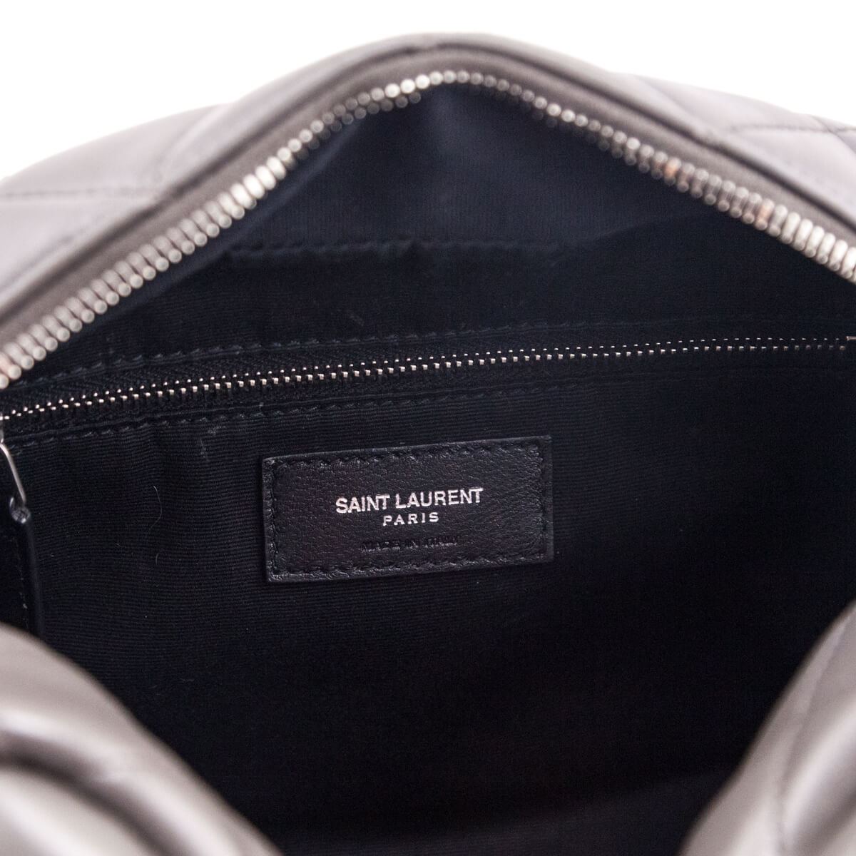 Saint Laurent Earth Calfskin Y Quilted Monogram Small Loulou Bowling Bag