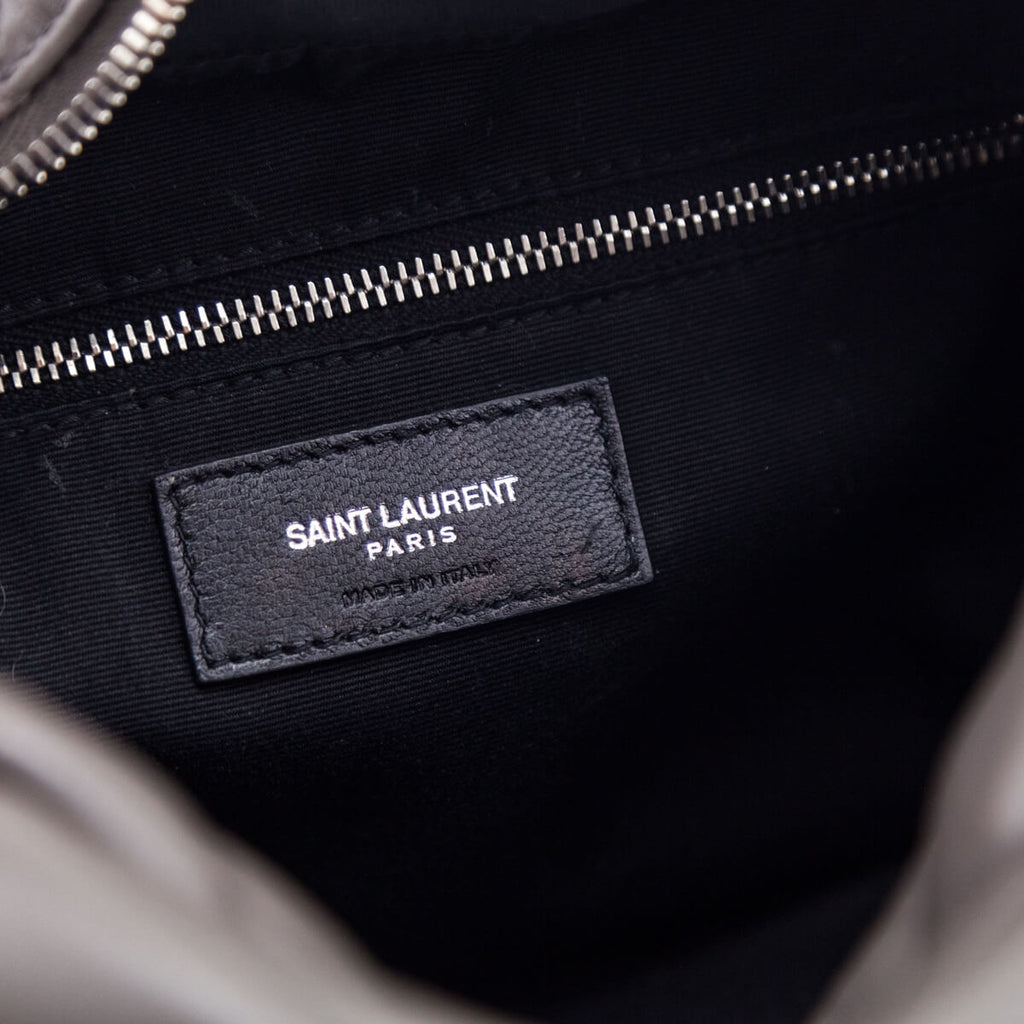 Saint Laurent Earth Calfskin Y Quilted Monogram Small Loulou Bowling Bag