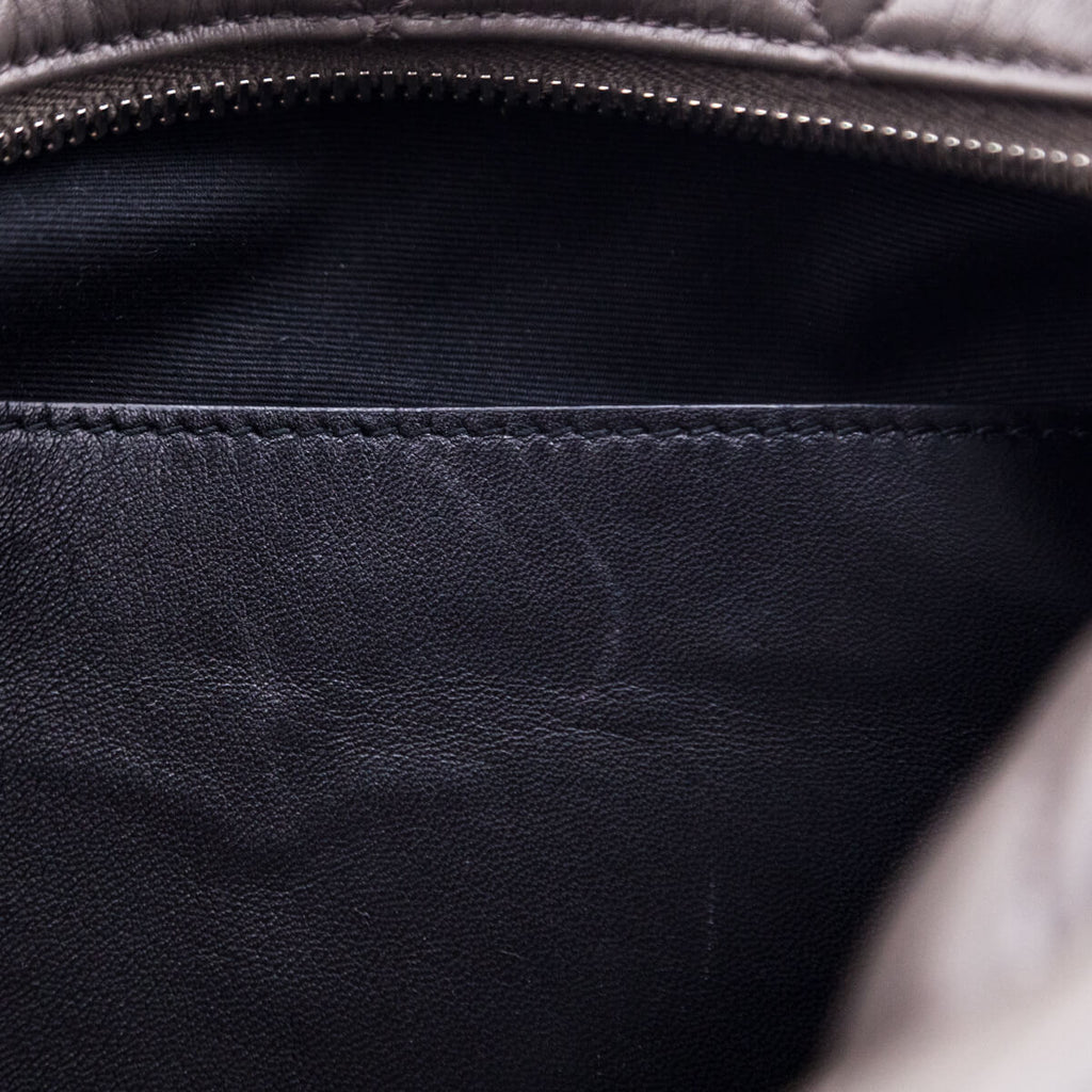 Saint Laurent Earth Calfskin Y Quilted Monogram Small Loulou Bowling Bag