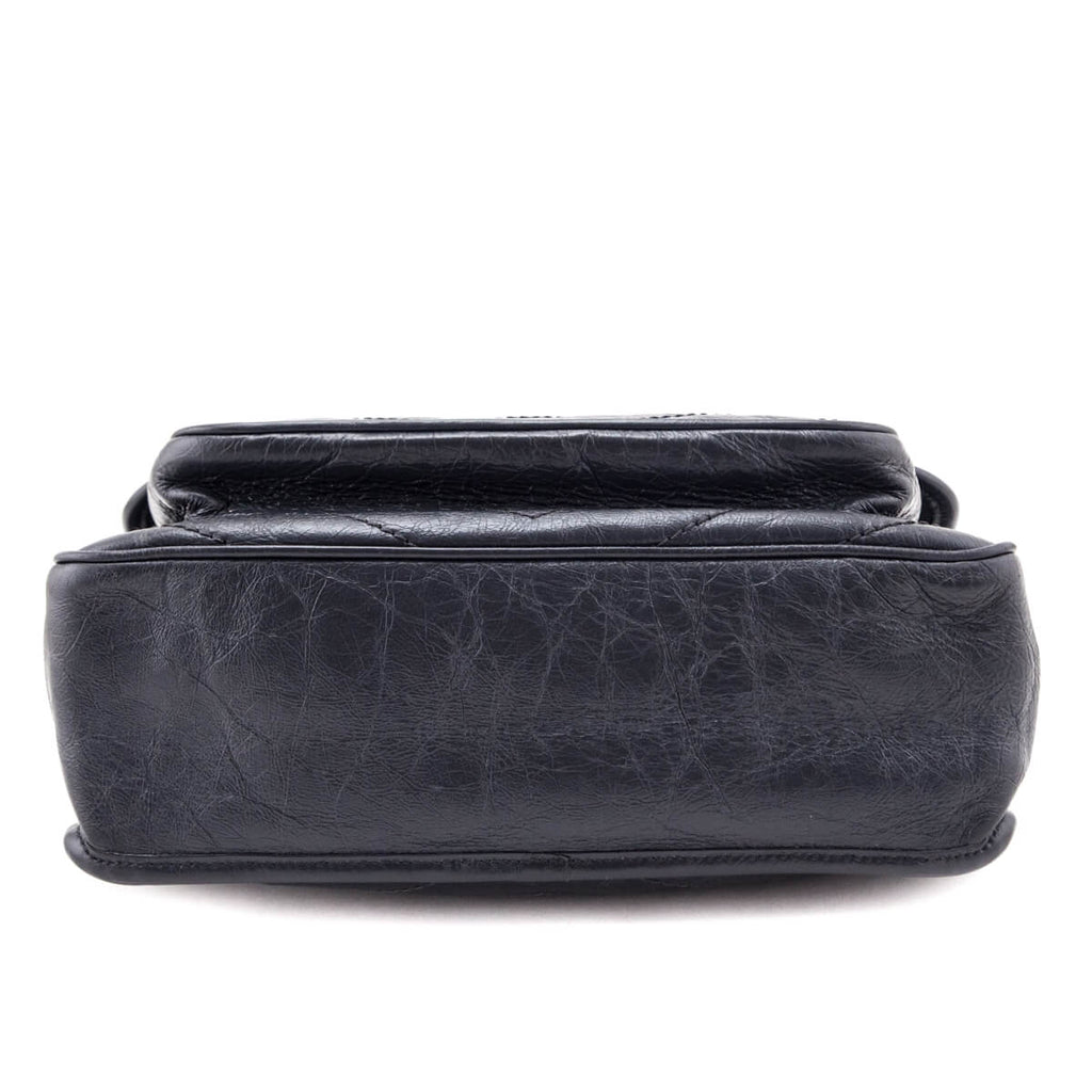 Saint Laurent Fog Crinkled Calfskin Matelasse Monogram Medium Niki Chain Satchel