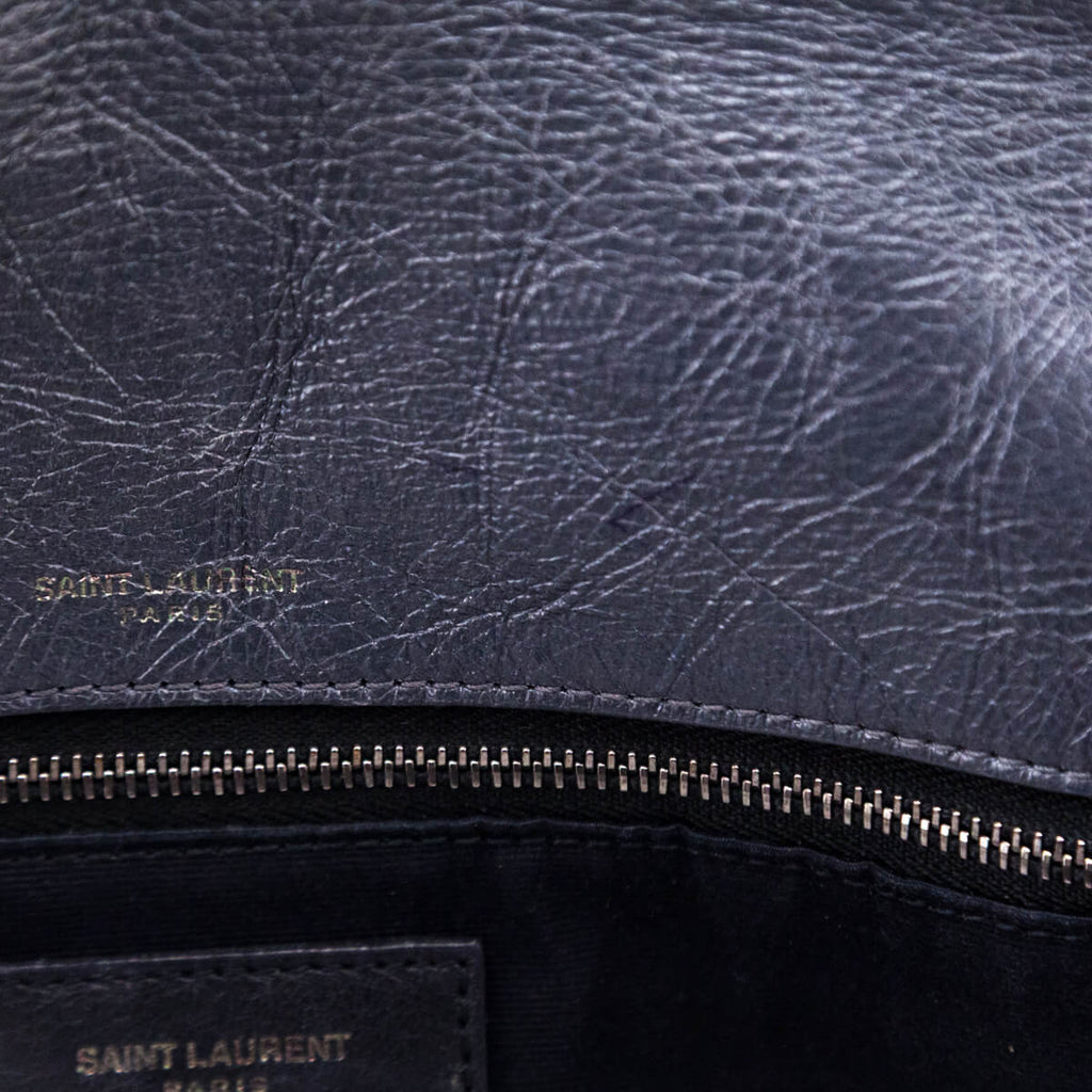 Saint Laurent Fog Crinkled Calfskin Matelasse Monogram Medium Niki Chain Satchel