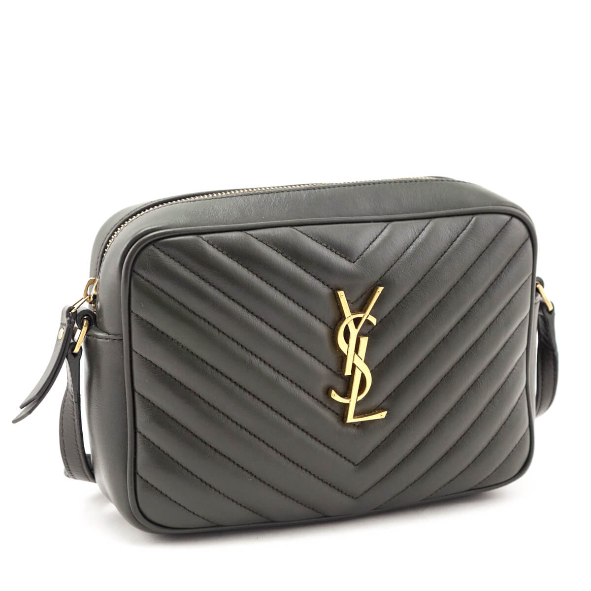 Saint Laurent Military Olive Calfskin Matelasse Monogram Lou Camera Bag