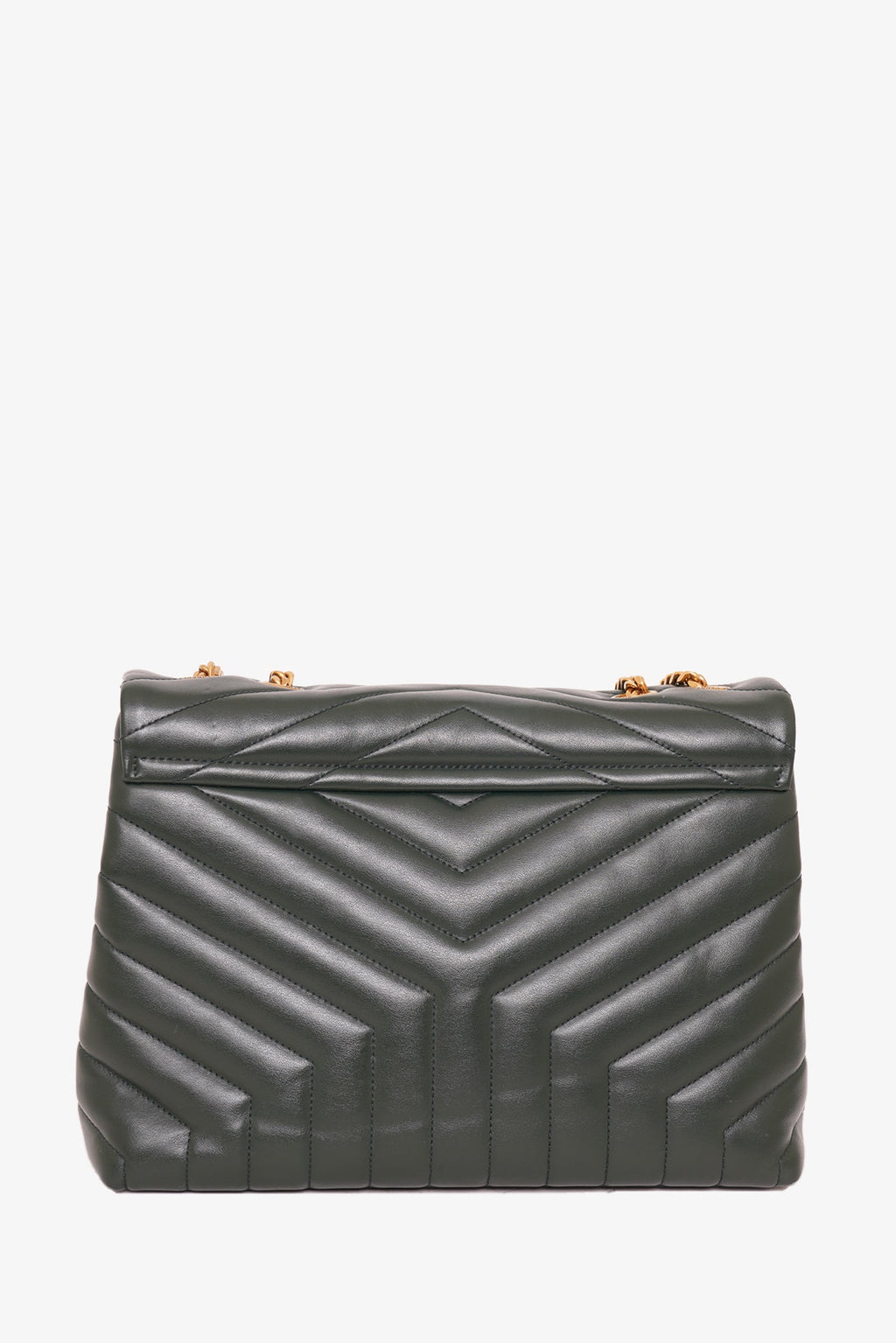 Saint Laurent Green Chevron Leather Medium Loulou Shoulder Bag