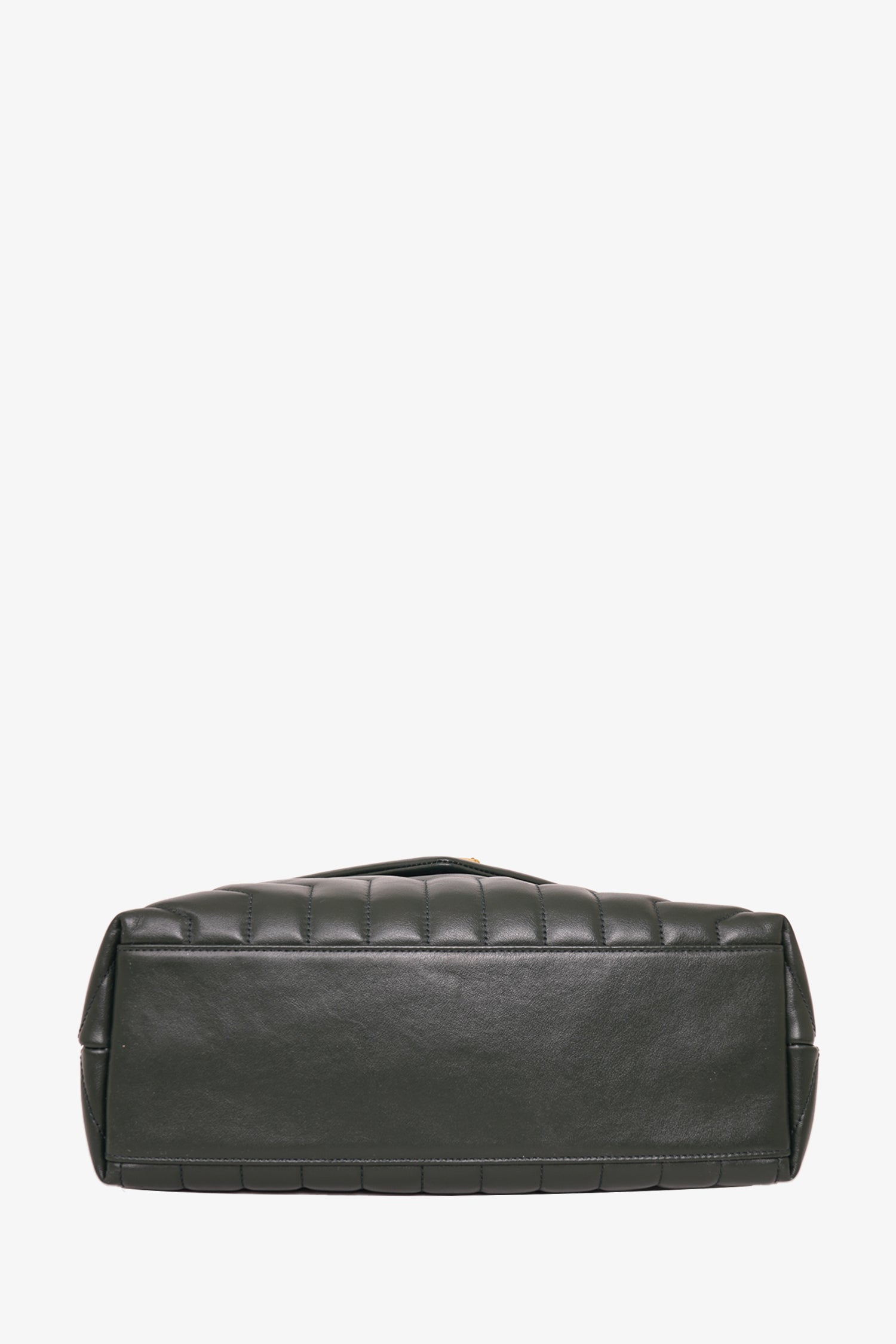 Saint Laurent Green Chevron Leather Medium Loulou Shoulder Bag