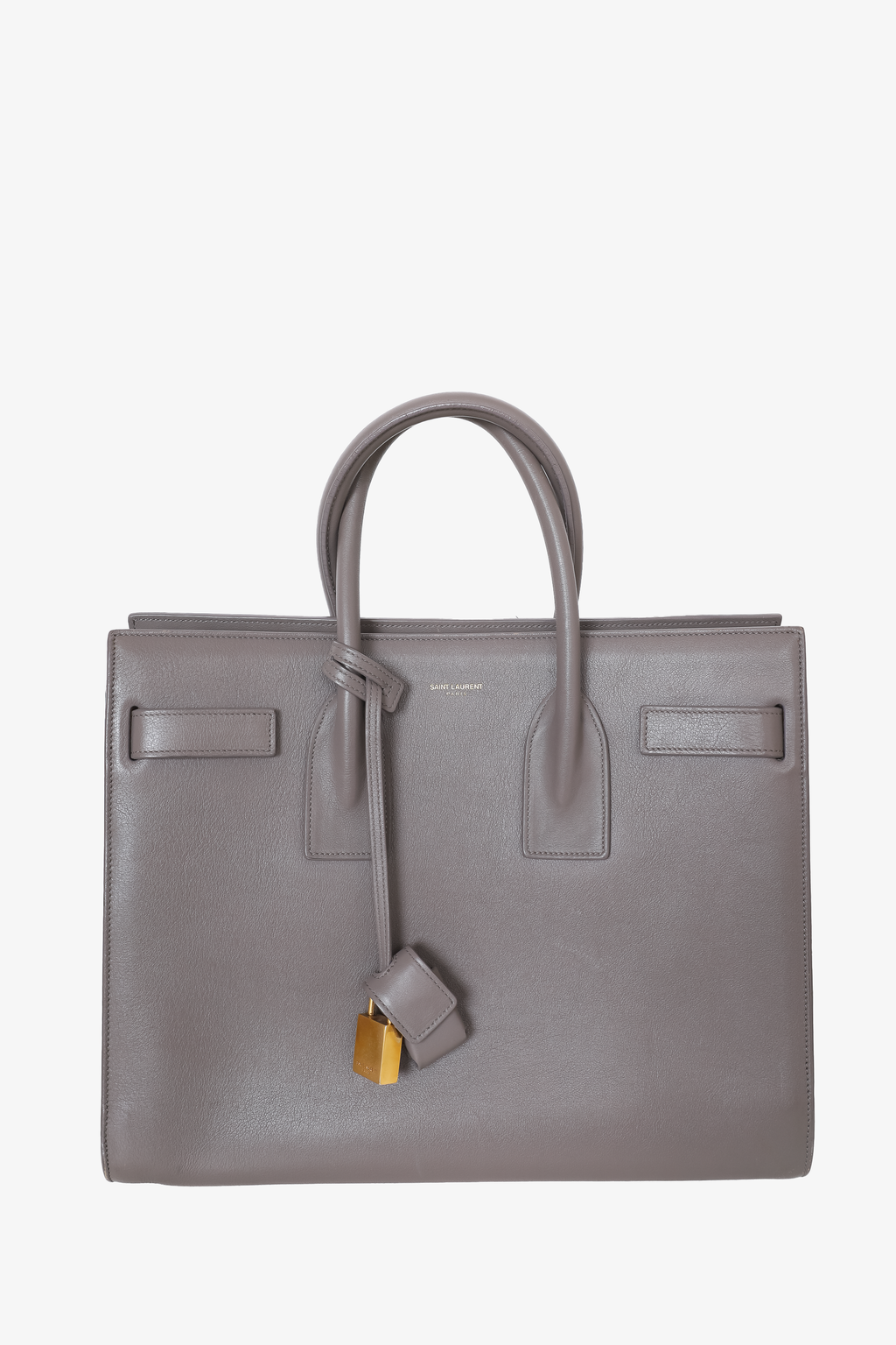 Saint Laurent Grey Leather Small Sac de Jour Top Handle with Strap