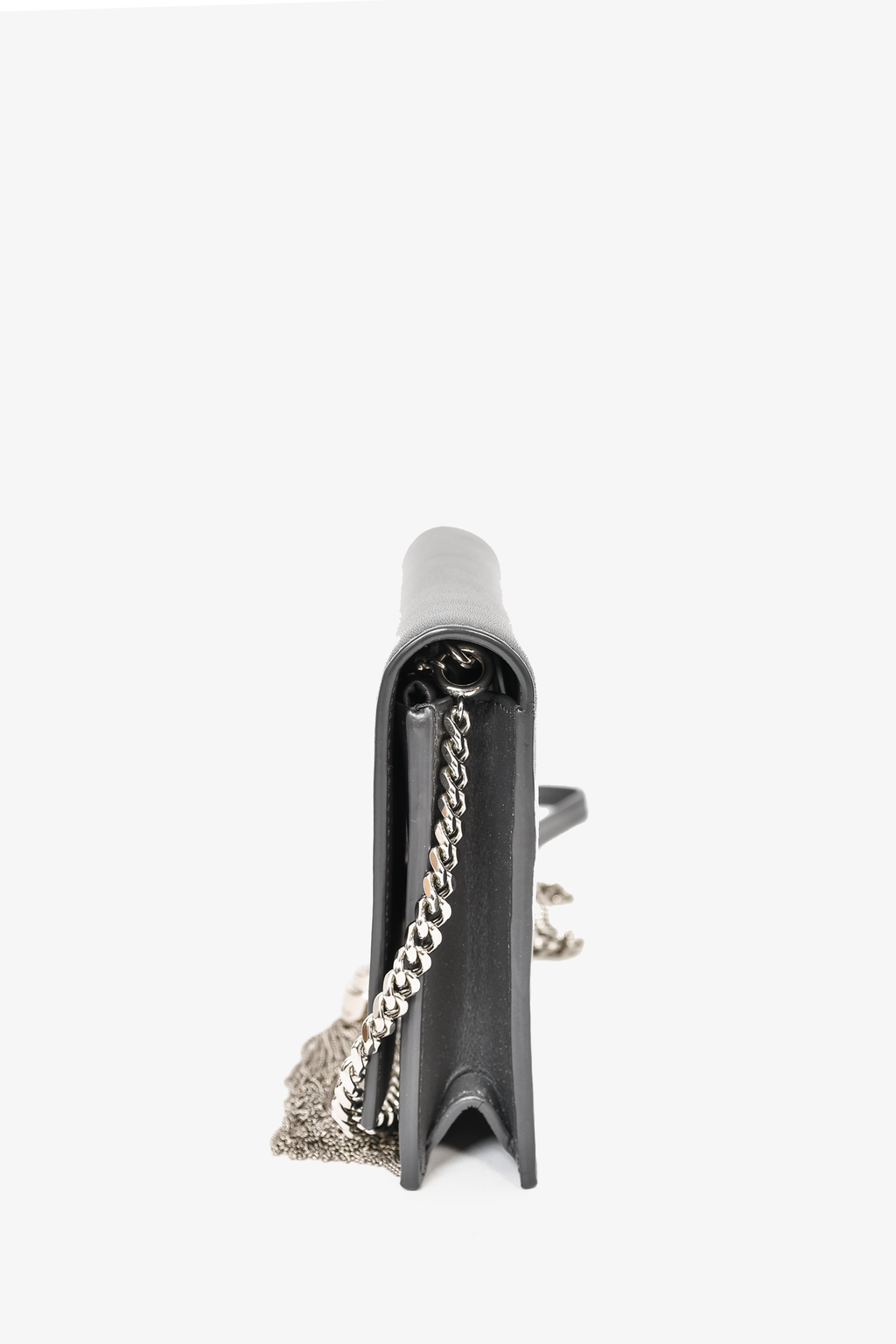 Saint Laurent Grey Smooth Leather Tassle Kate Wallet On Chain SHW