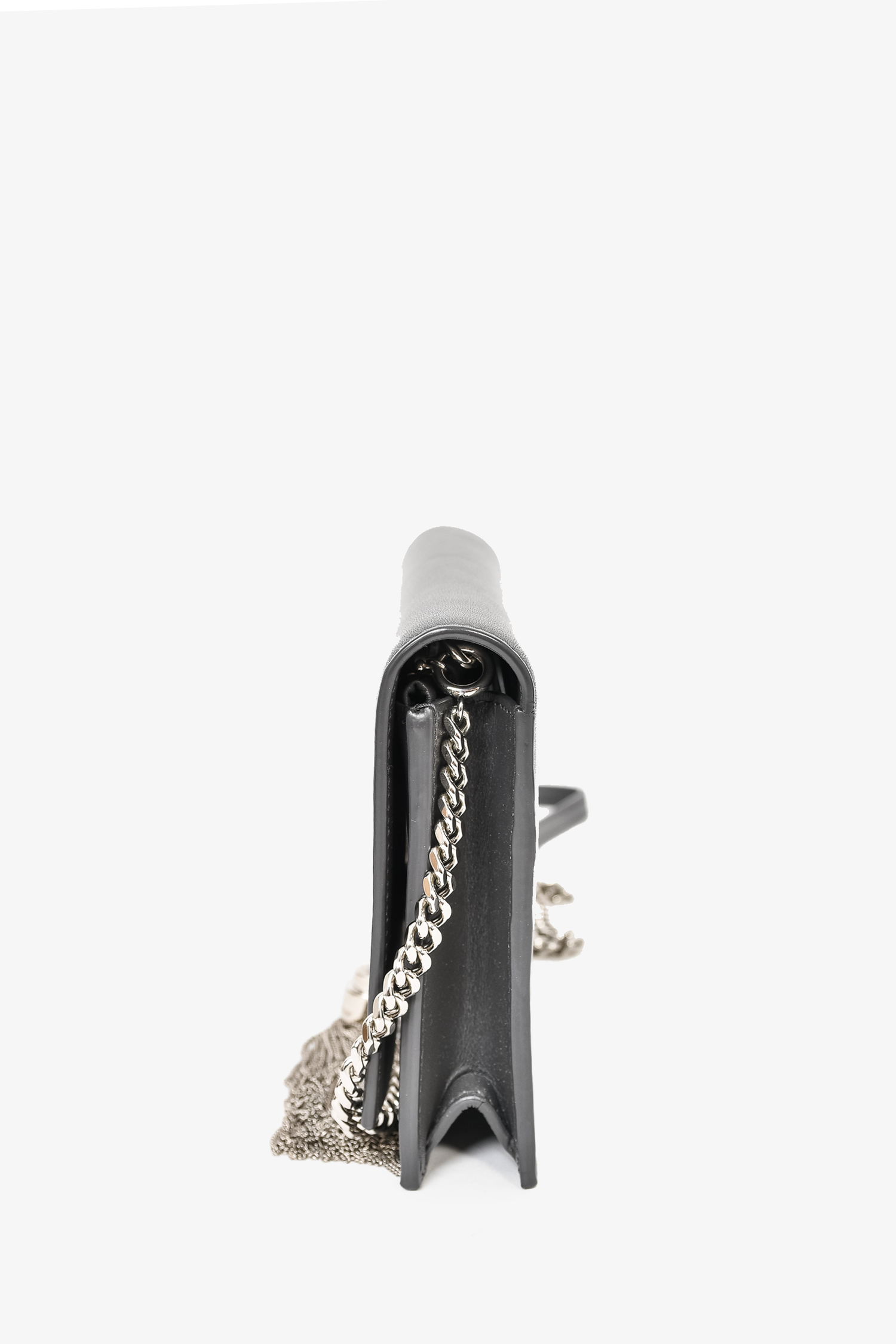 Saint Laurent Grey Smooth Leather Tassle Kate Wallet On Chain SHW