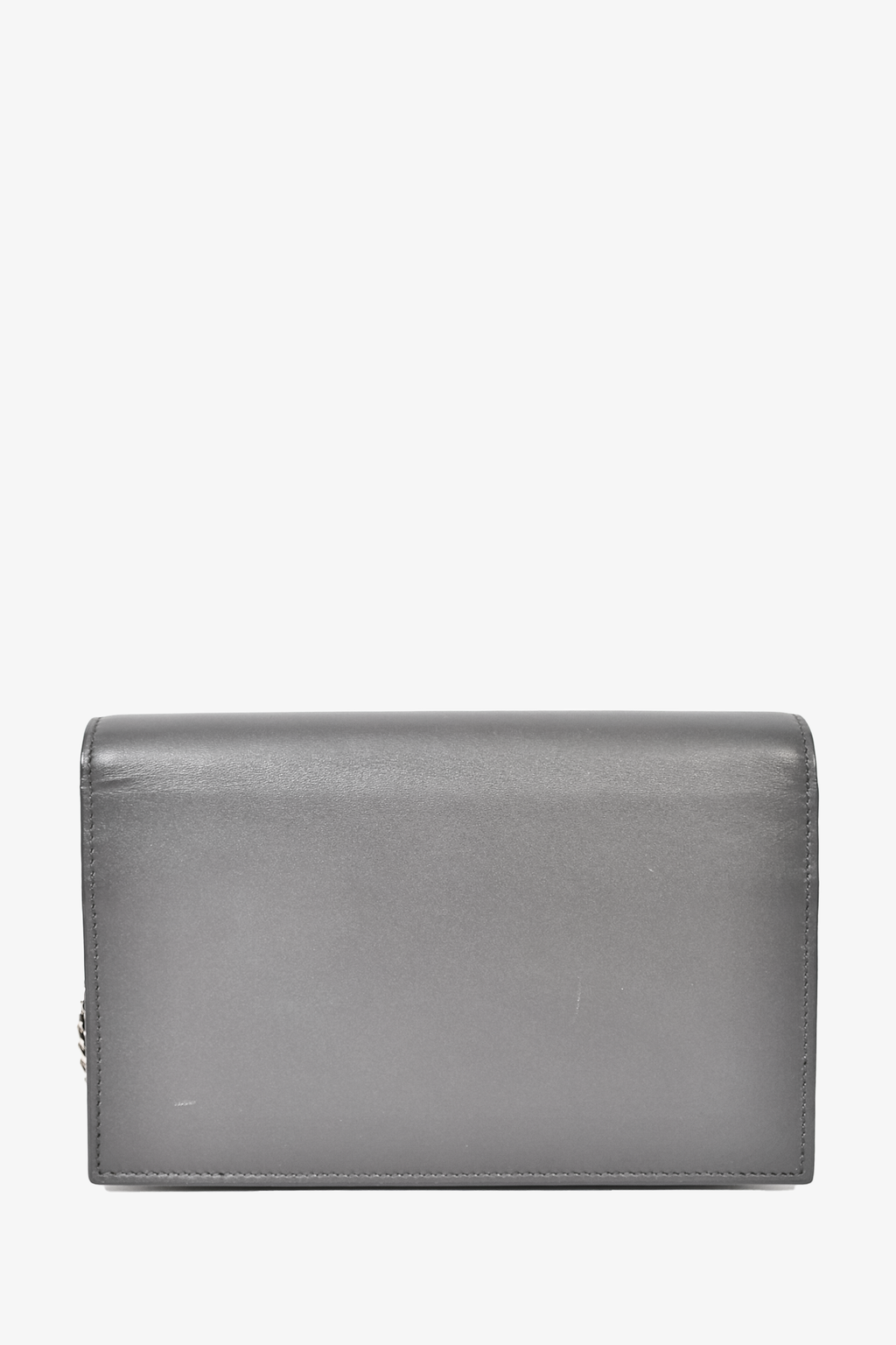 Saint Laurent Grey Smooth Leather Tassle Kate Wallet On Chain SHW