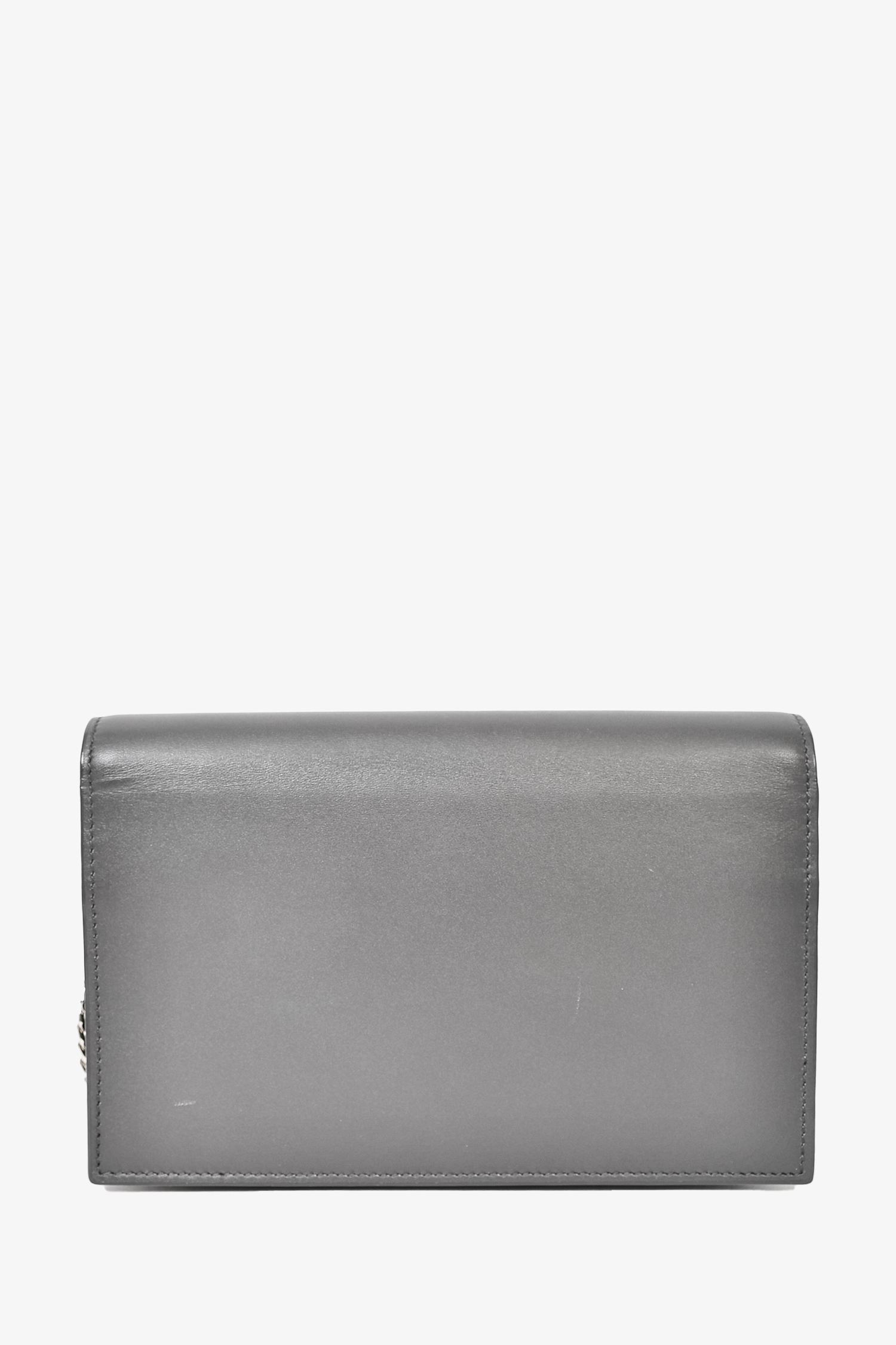 Saint Laurent Grey Smooth Leather Tassle Kate Wallet On Chain SHW