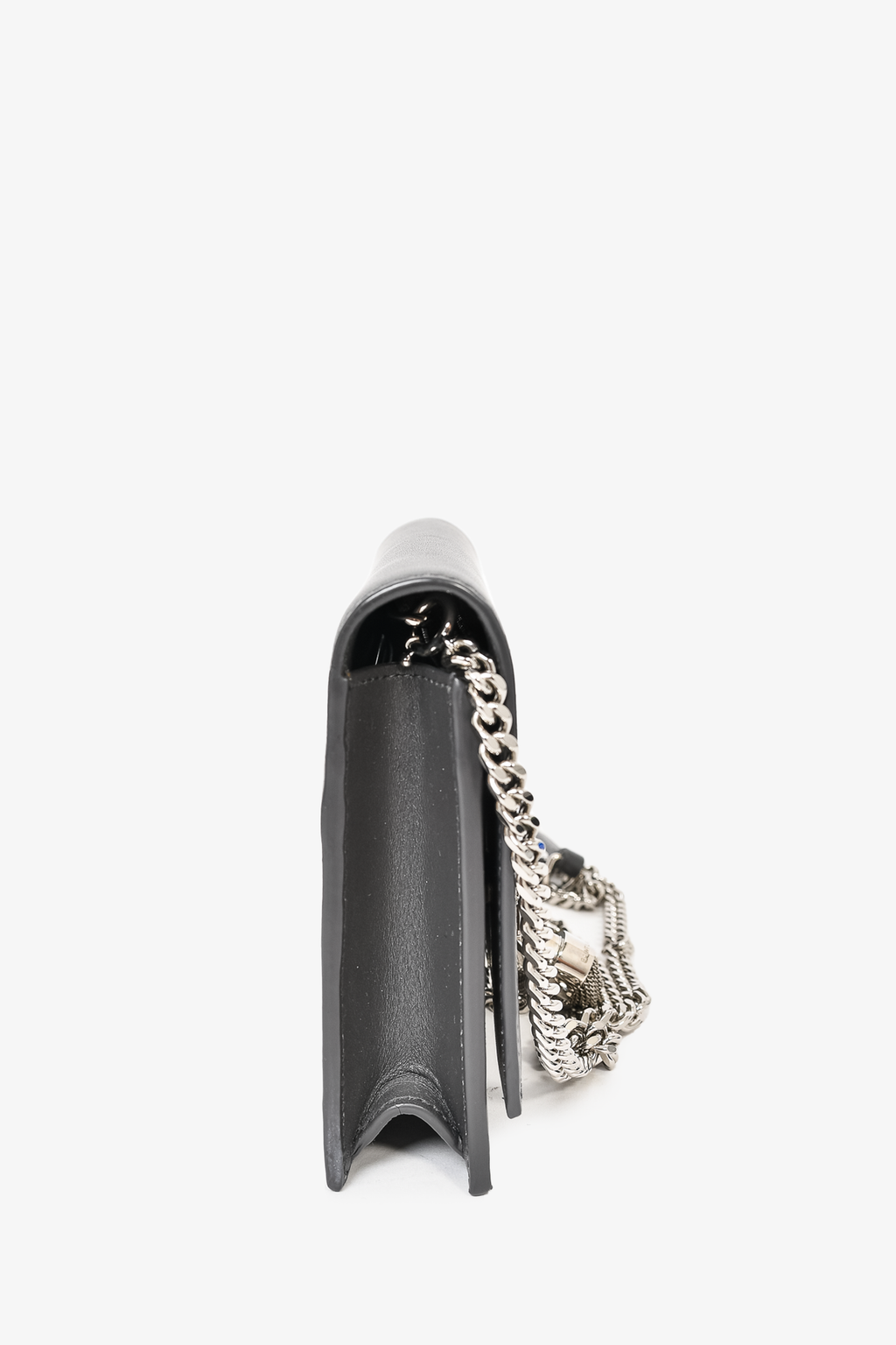 Saint Laurent Grey Smooth Leather Tassle Kate Wallet On Chain SHW