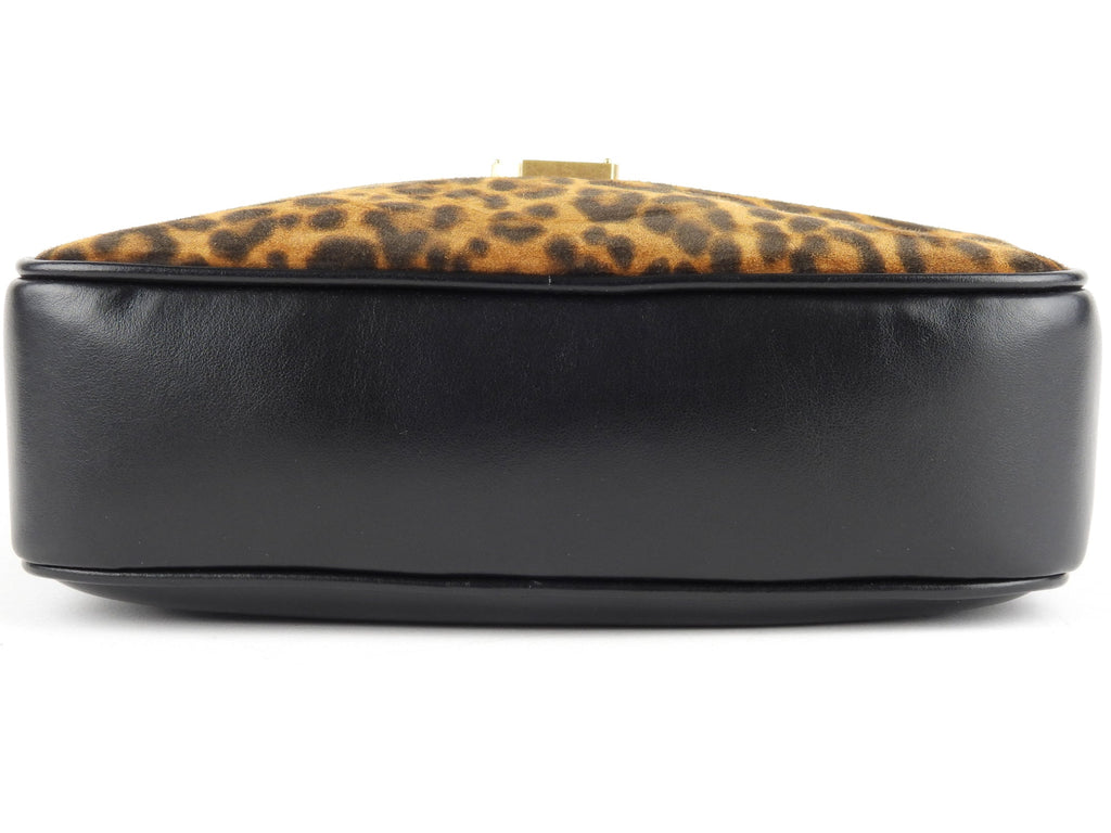 Saint Laurent Calfskin and Leopard Print YSL Monogram Lou Camera Bag