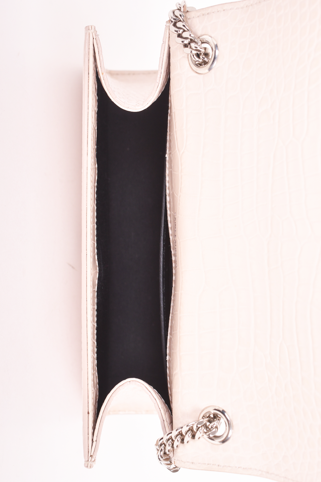 Saint Laurent Light Blush Pink Croc Embossed Leather Small 'Kate' Crossbody Bag