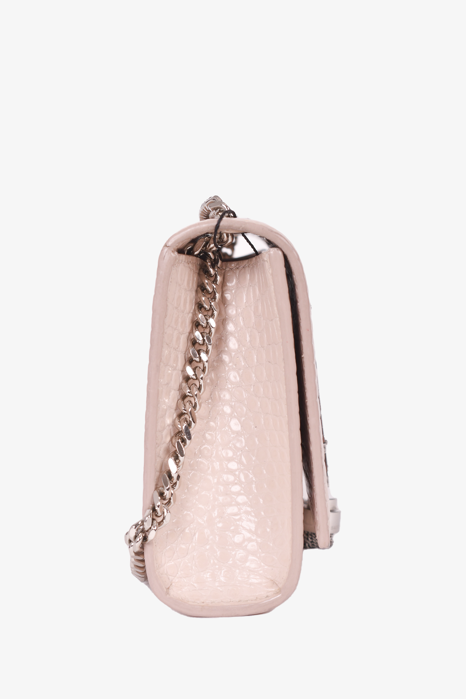 Saint Laurent Light Blush Pink Croc Embossed Leather Small 'Kate' Crossbody Bag