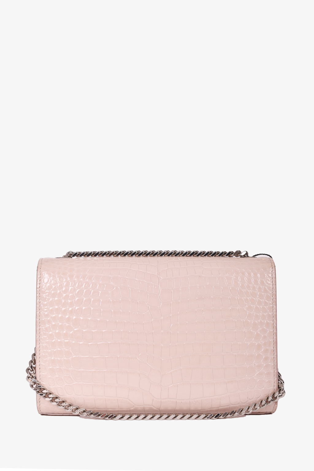 Saint Laurent Light Blush Pink Croc Embossed Leather Small 'Kate' Crossbody Bag
