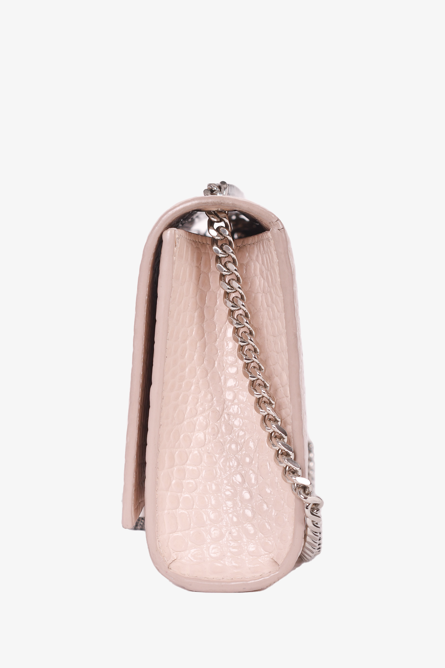 Saint Laurent Light Blush Pink Croc Embossed Leather Small 'Kate' Crossbody Bag