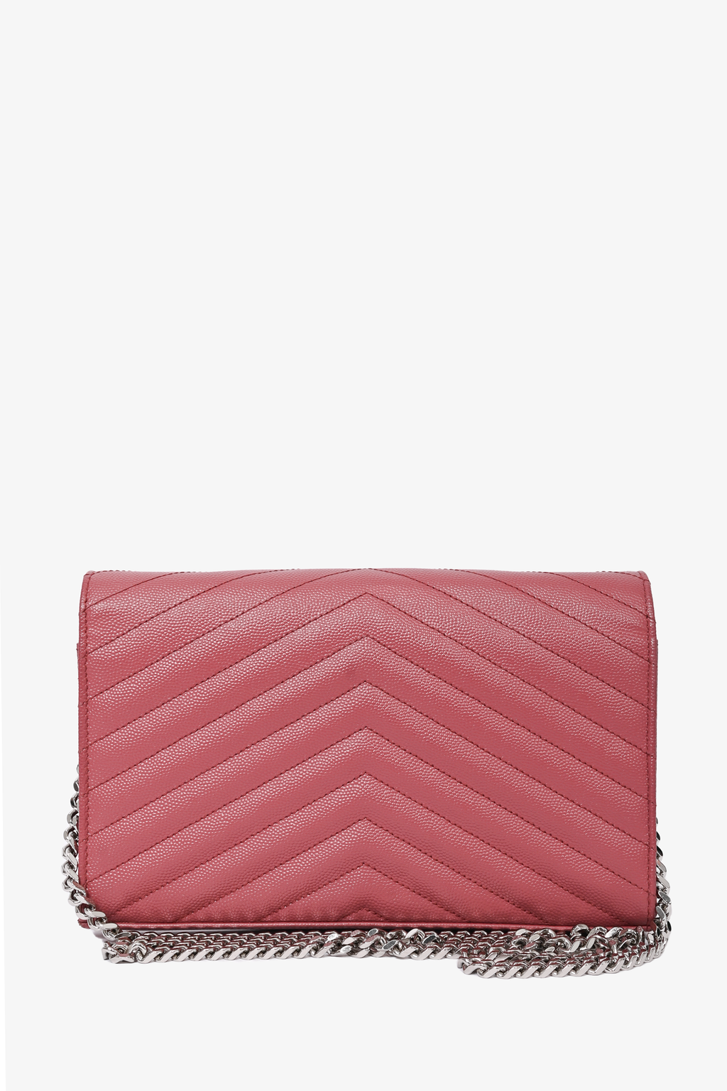 Saint Laurent Pink Chevron Leather Envelope Wallet on Chain