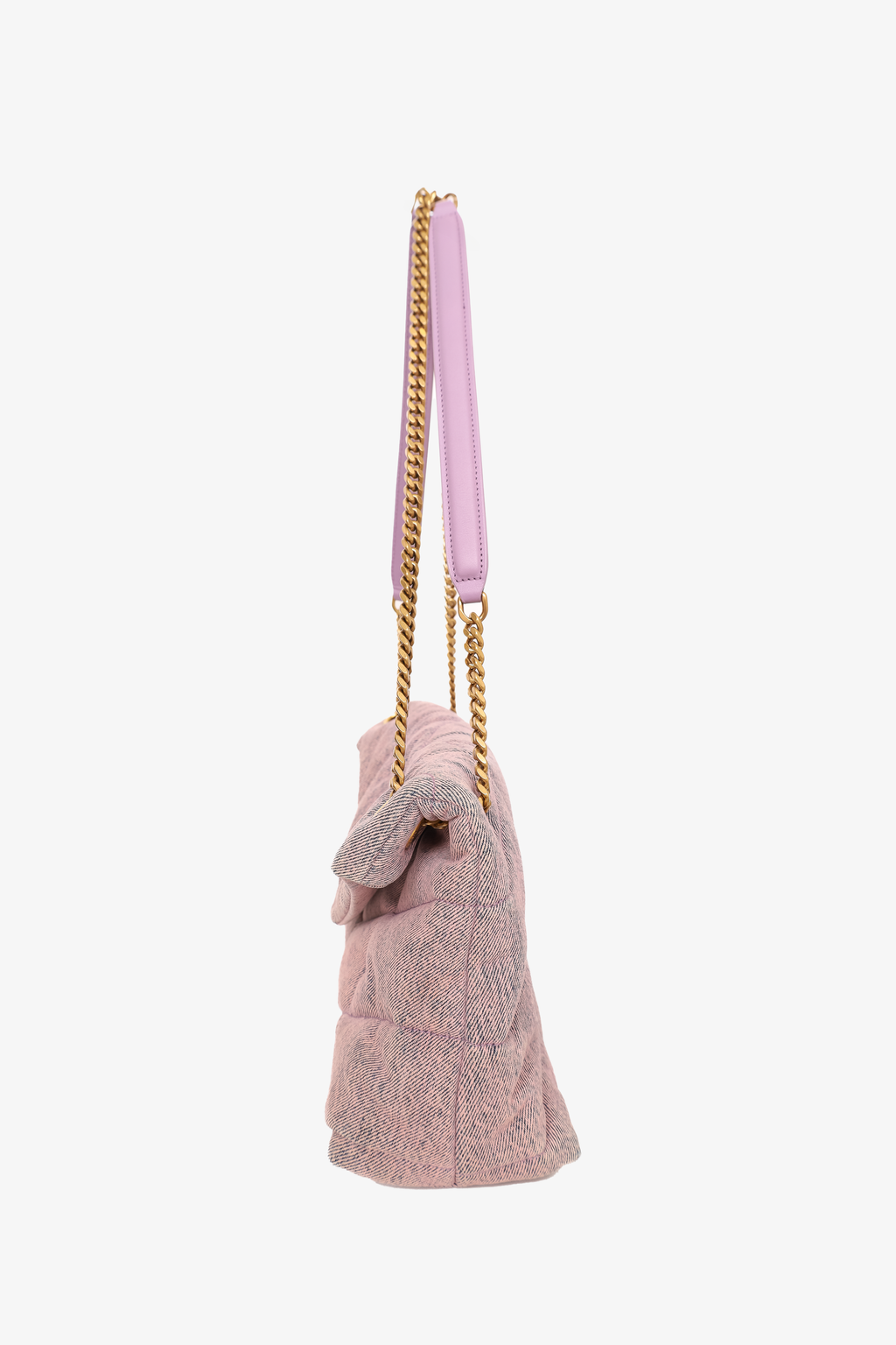 Saint Laurent Purple Denim Small Puffer Loulou Shoulder Bag