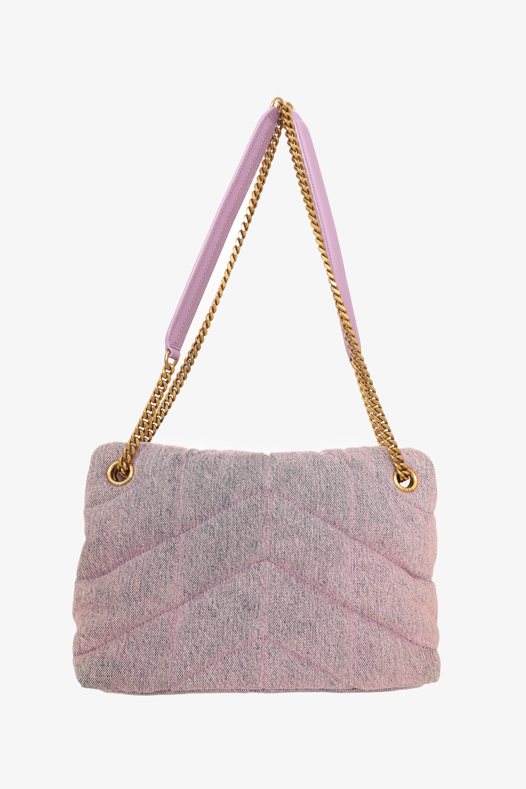 Saint Laurent Purple Denim Small Puffer Loulou Shoulder Bag