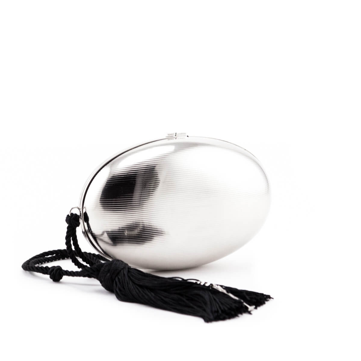 Saint Laurent Silver Brass Oval Logo Minaudiere