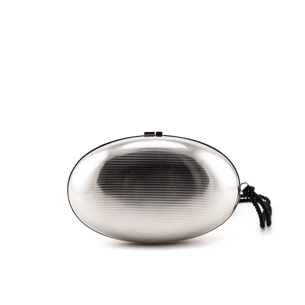 Saint Laurent Silver Brass Oval Logo Minaudiere