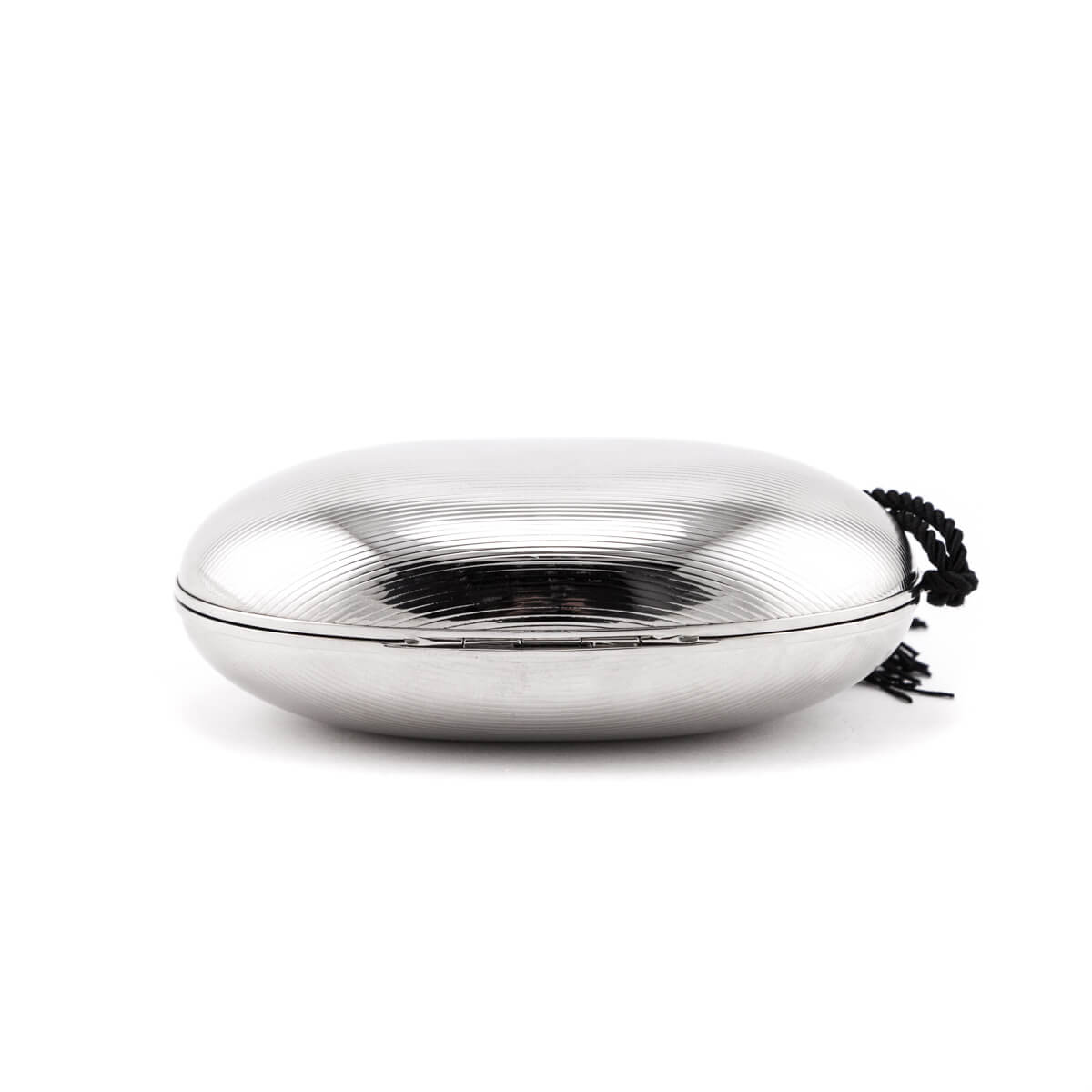 Saint Laurent Silver Brass Oval Logo Minaudiere