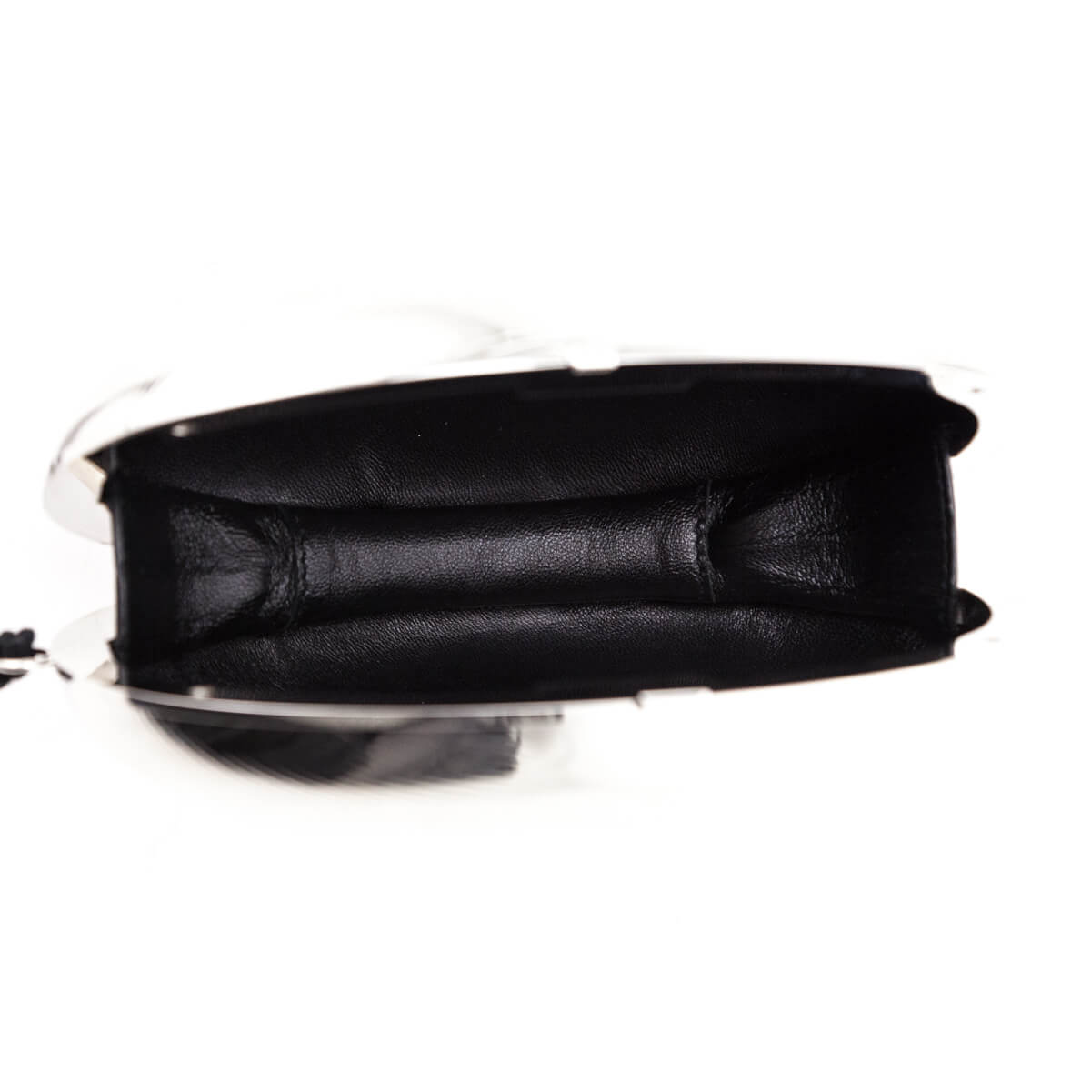 Saint Laurent Silver Brass Oval Logo Minaudiere