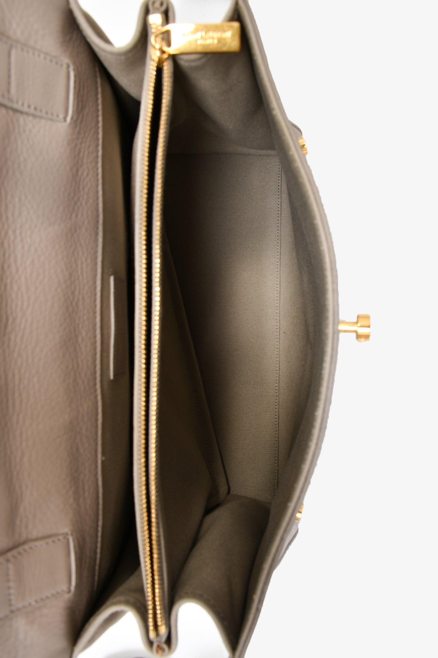 Saint Laurent Taupe Leather 'Muse Two' 2 Way Bag with Shoulder Strap
