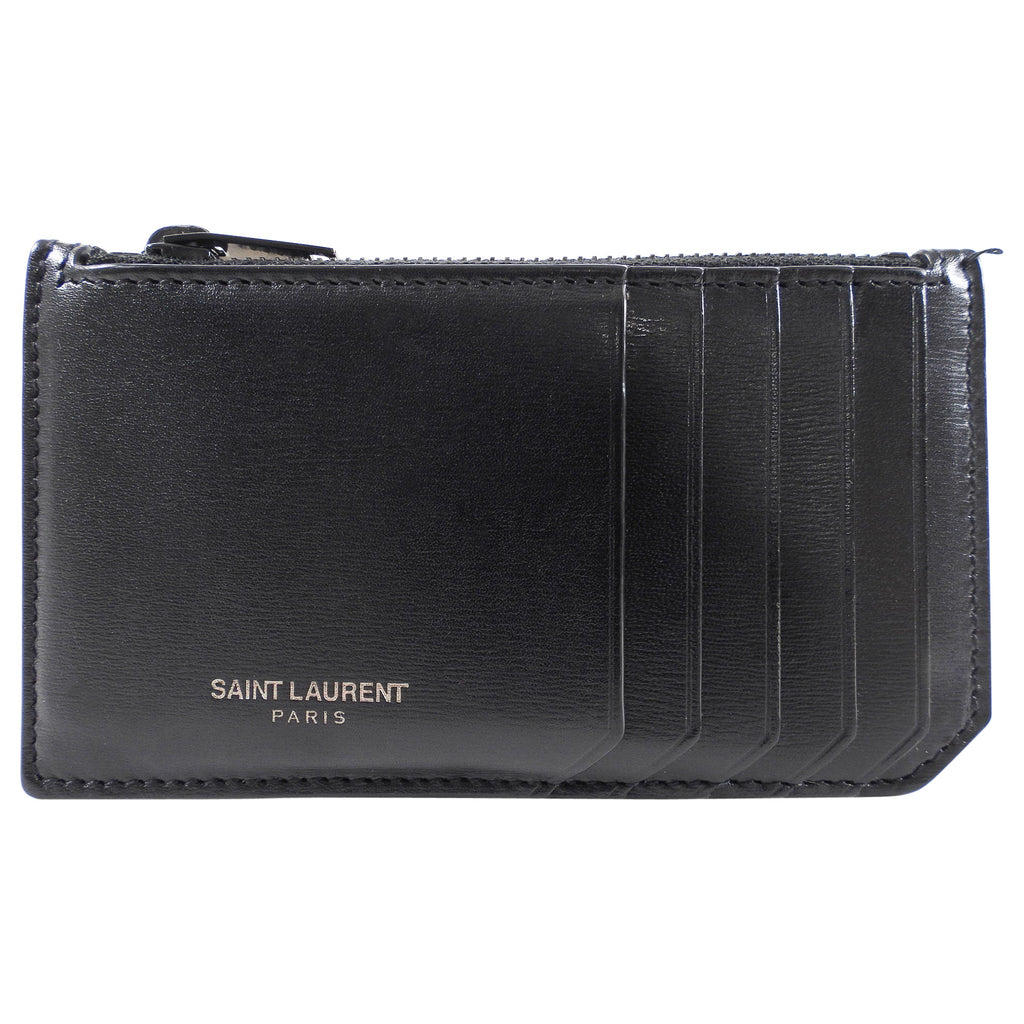 Saint Laurent Fragments 5 Smooth Black Leather  Holder