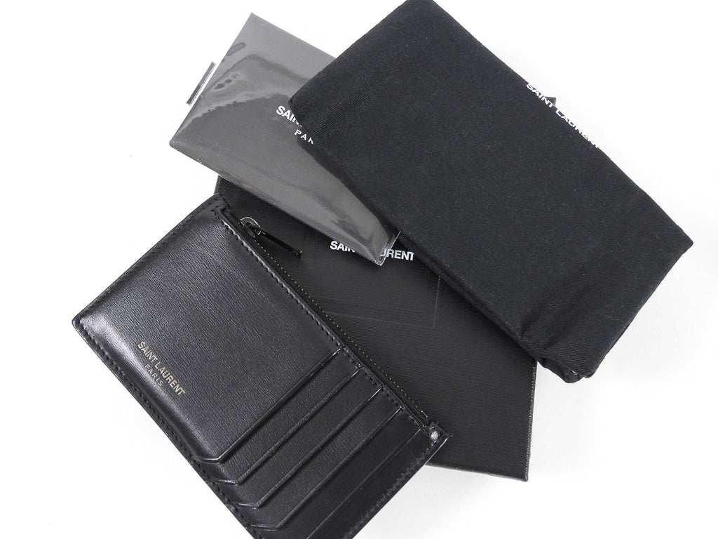Saint Laurent Fragments 5 Smooth Black Leather  Holder