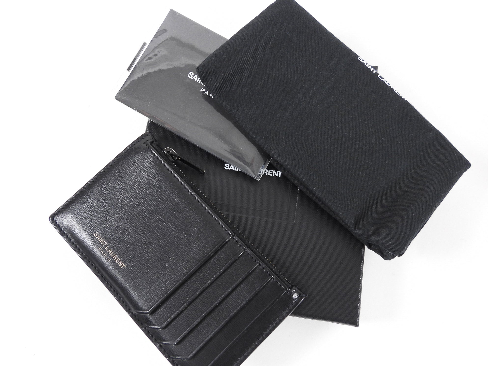 Saint Laurent Fragments 5 Smooth Black Leather  Holder