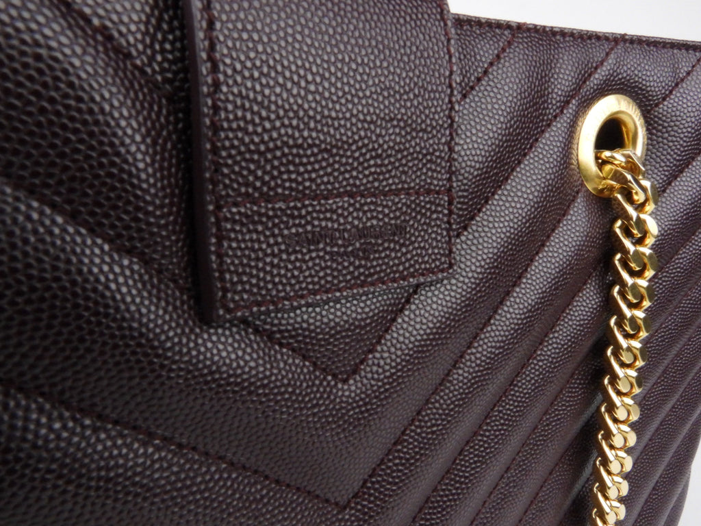 Saint Laurent Dark Purple Chevron Medium Shopping Cassandra Tote