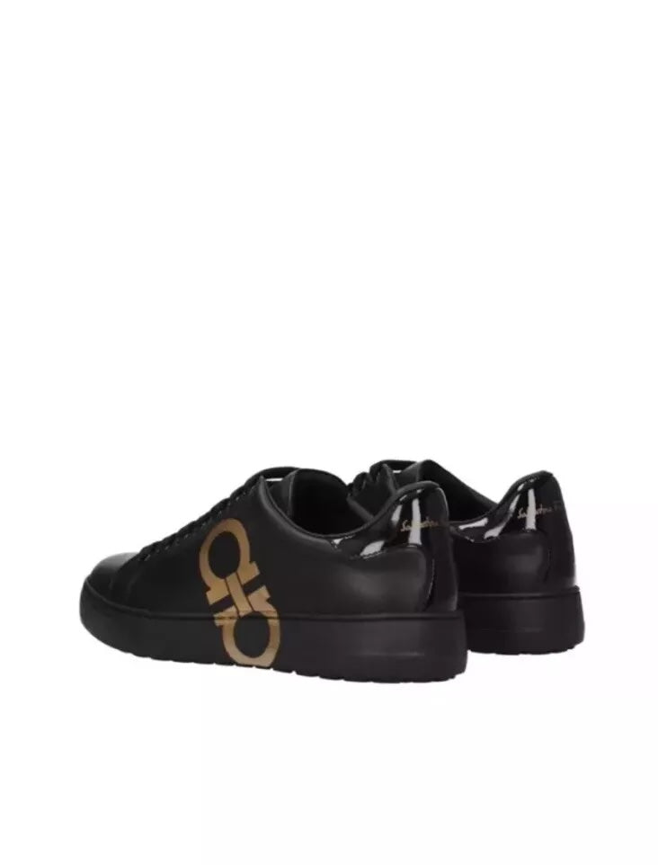 FERRAGAMO MEN'S CALFSKIN LEATHER NUMBER SNEAKERS
