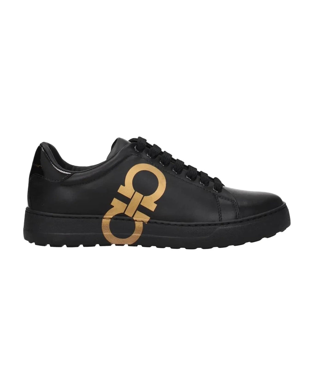 FERRAGAMO MEN'S CALFSKIN LEATHER NUMBER SNEAKERS