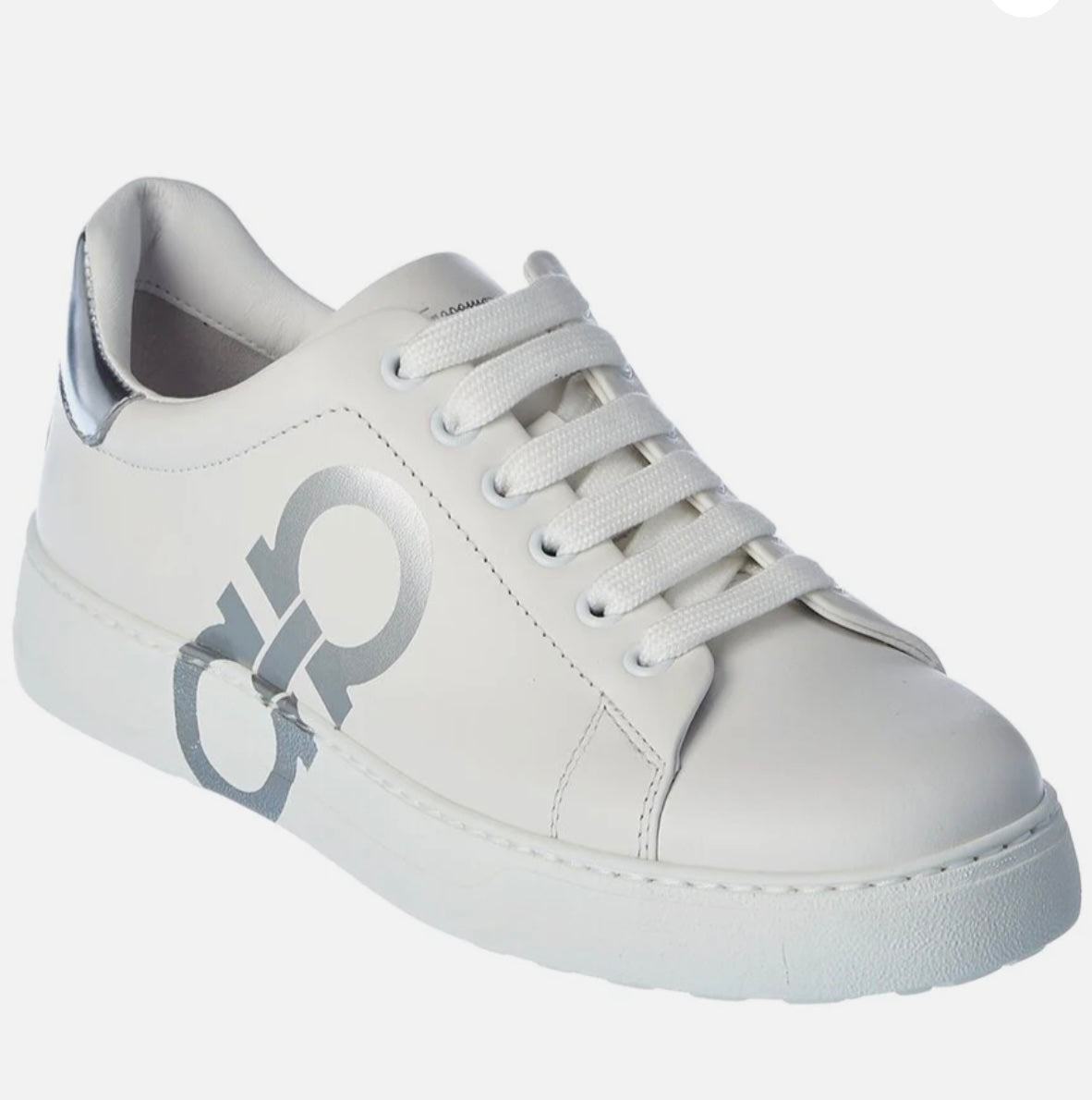 FERRAGAMO MEN'S CALFSKIN LEATHER NUMBER SNEAKERS