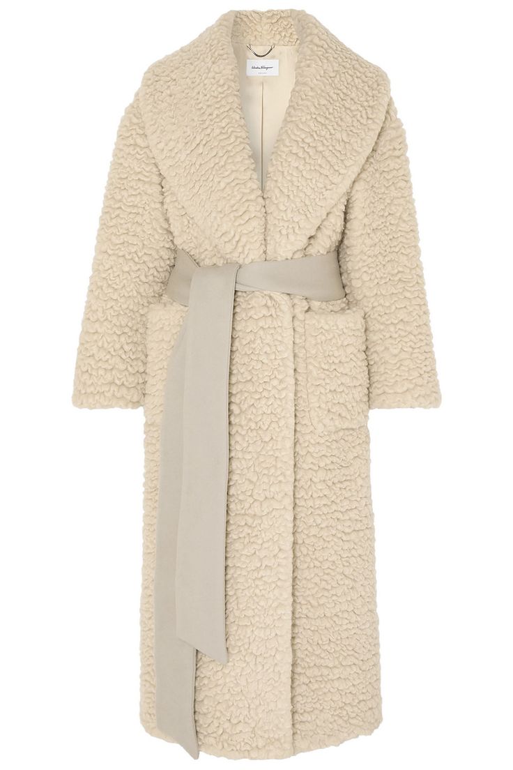 SALVATORE FERRAGAMO RUNWAY TEDDY CASHMERE SILK COAT