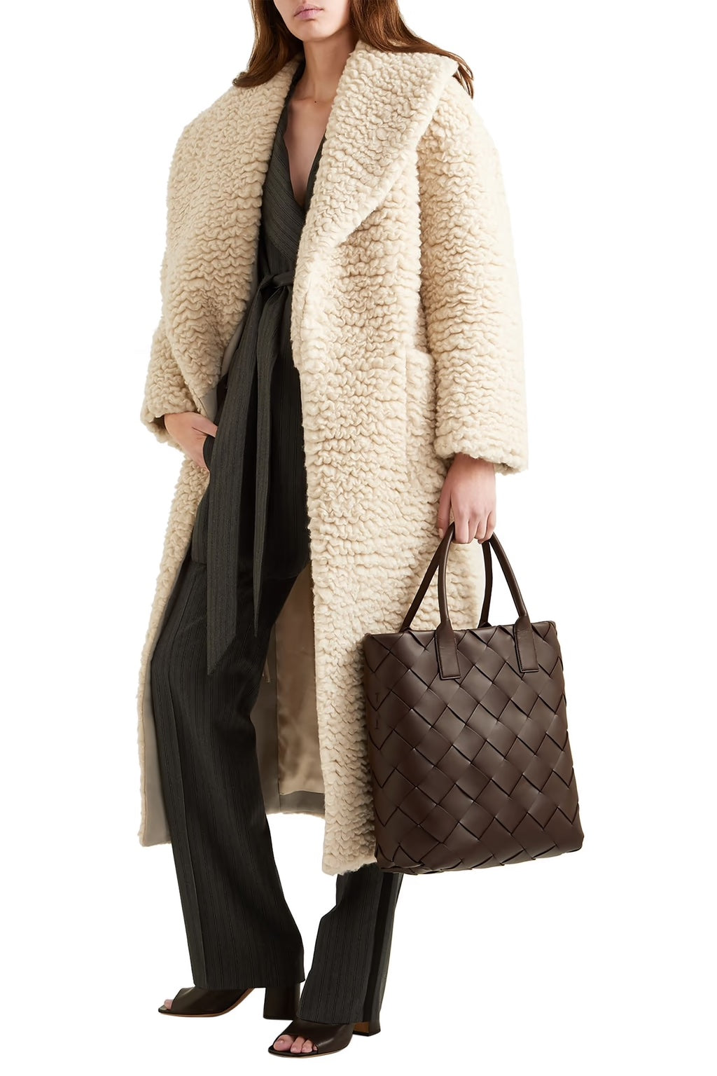SALVATORE FERRAGAMO RUNWAY TEDDY CASHMERE SILK COAT