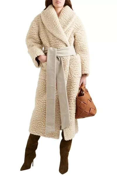 SALVATORE FERRAGAMO RUNWAY TEDDY CASHMERE SILK COAT