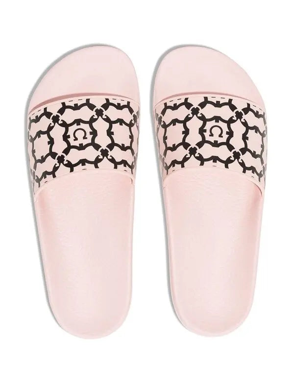 SALVATORE FERRAGAMO GROOVY PINK SLIDE SANDALS